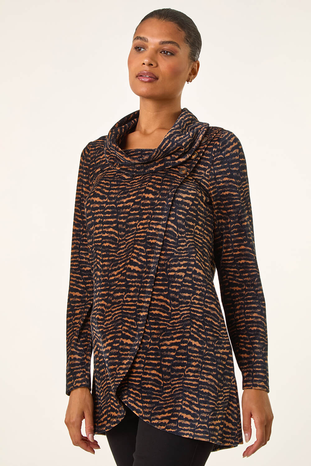 Tan Chenille Cowl Neck Tunic Top, Image 5 of 5