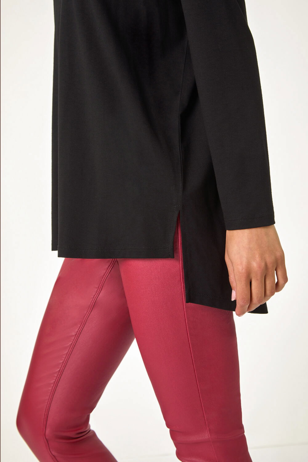 Black V-Neck Tunic Stretch Top, Image 6 of 5