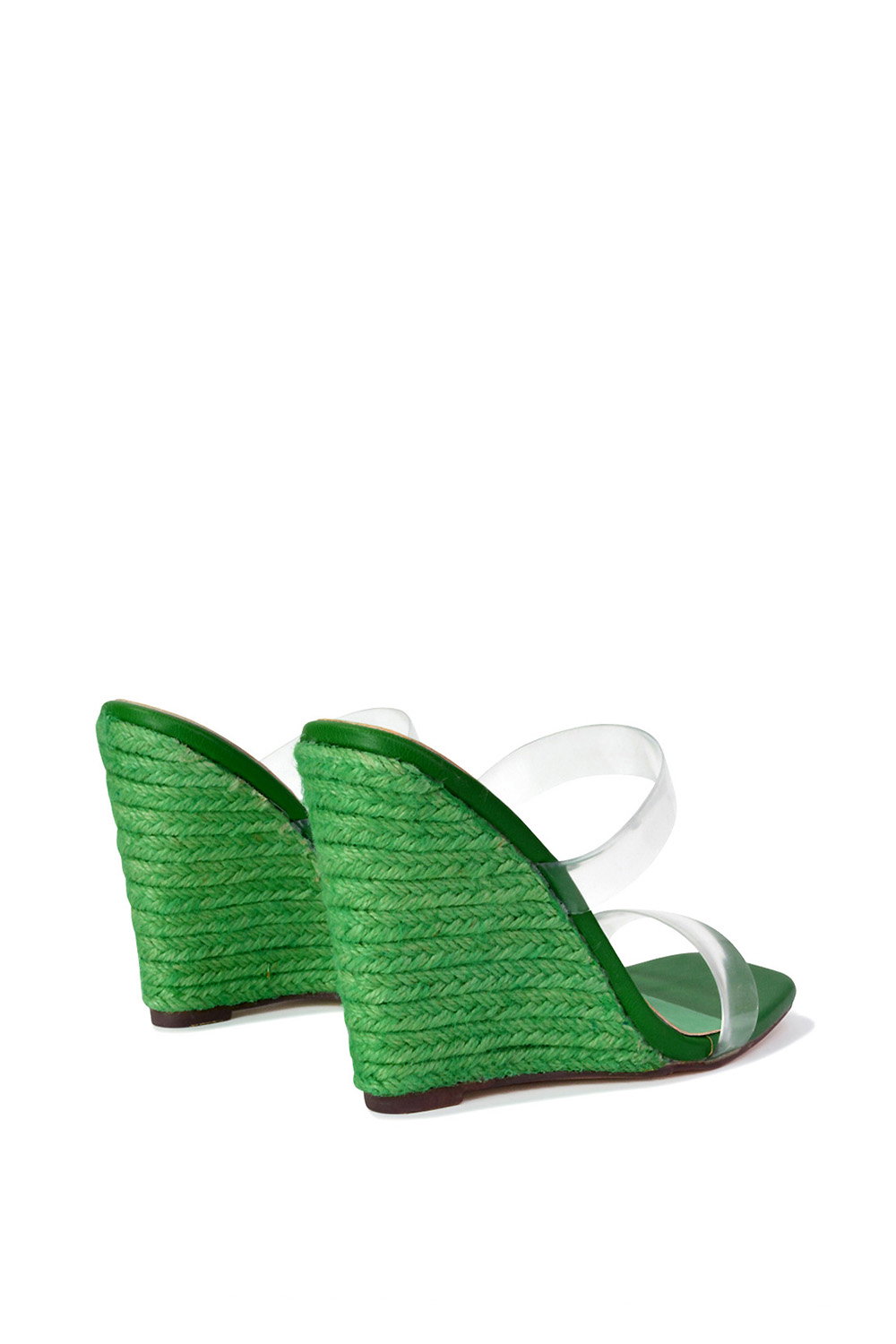 Green 'Shea' Perspex Strappy Espadrilles Wedge Heel Sandals, Image 3 of 5