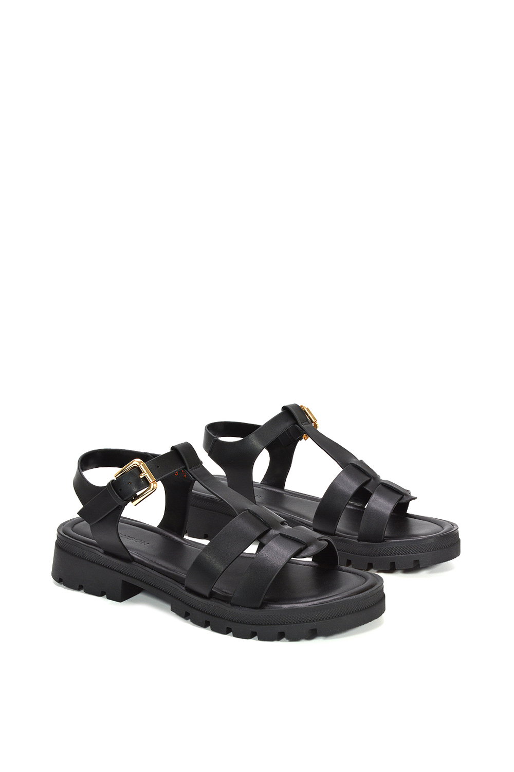 Black XY LONDON Black 'Maddison' Chunky Gladiator Sandals With Ankle Strap, Image 3 of 6