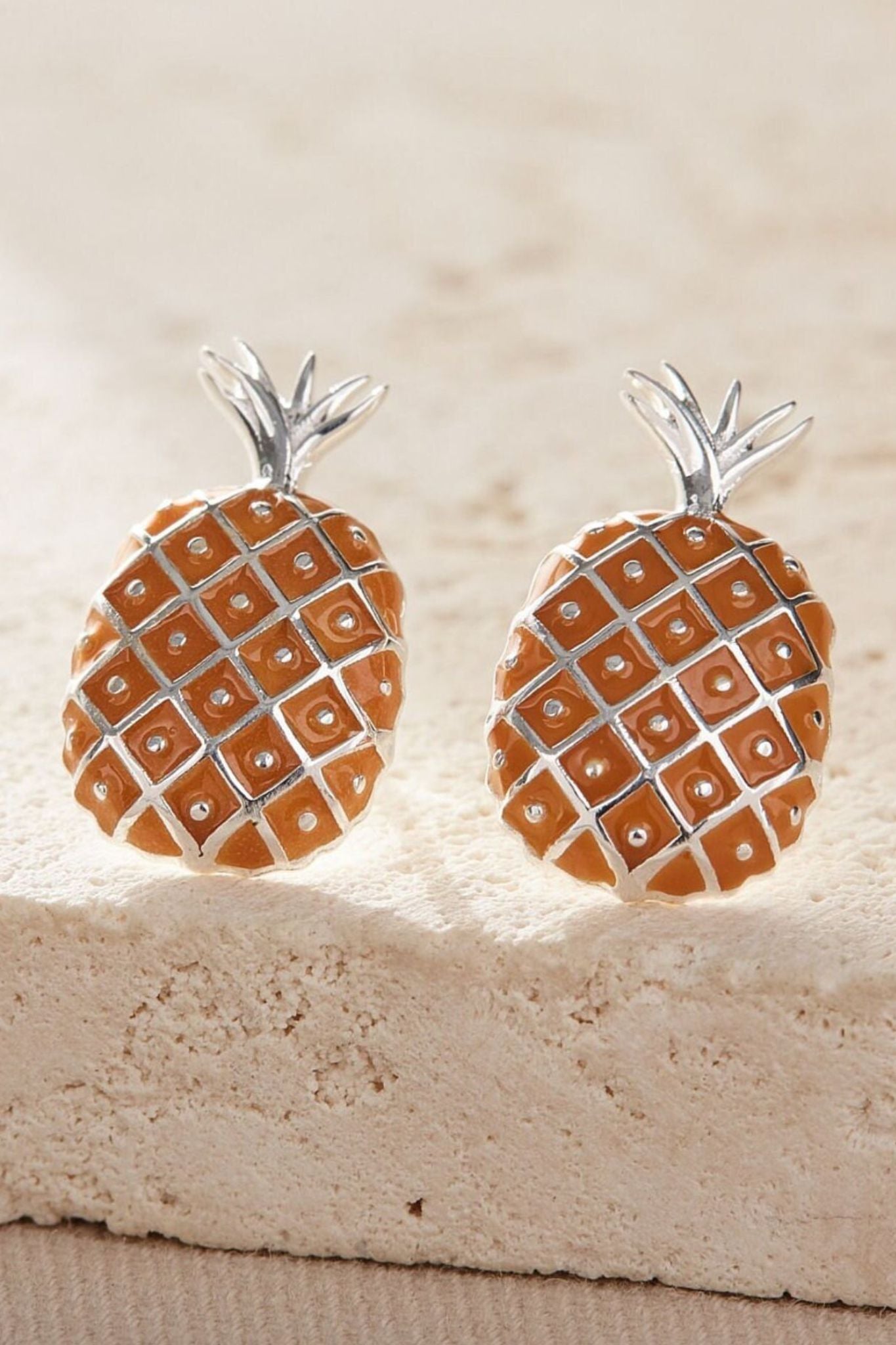 Silver Sterling Silver Pineapple Fruit Studs, Image 3 of 3