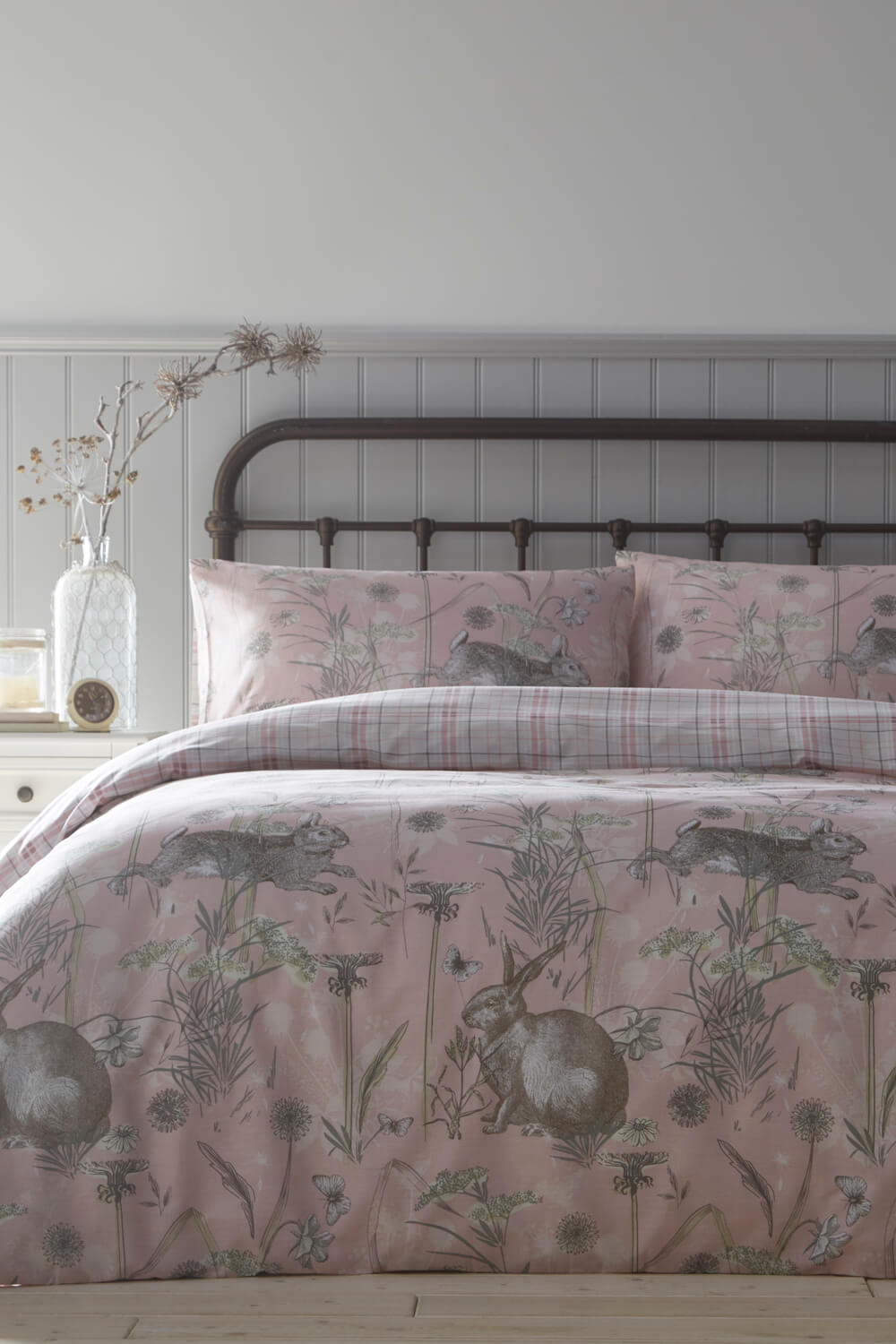Light Pink King Size Rabbit Meadow Duvet Cover Set, Image 3 of 2