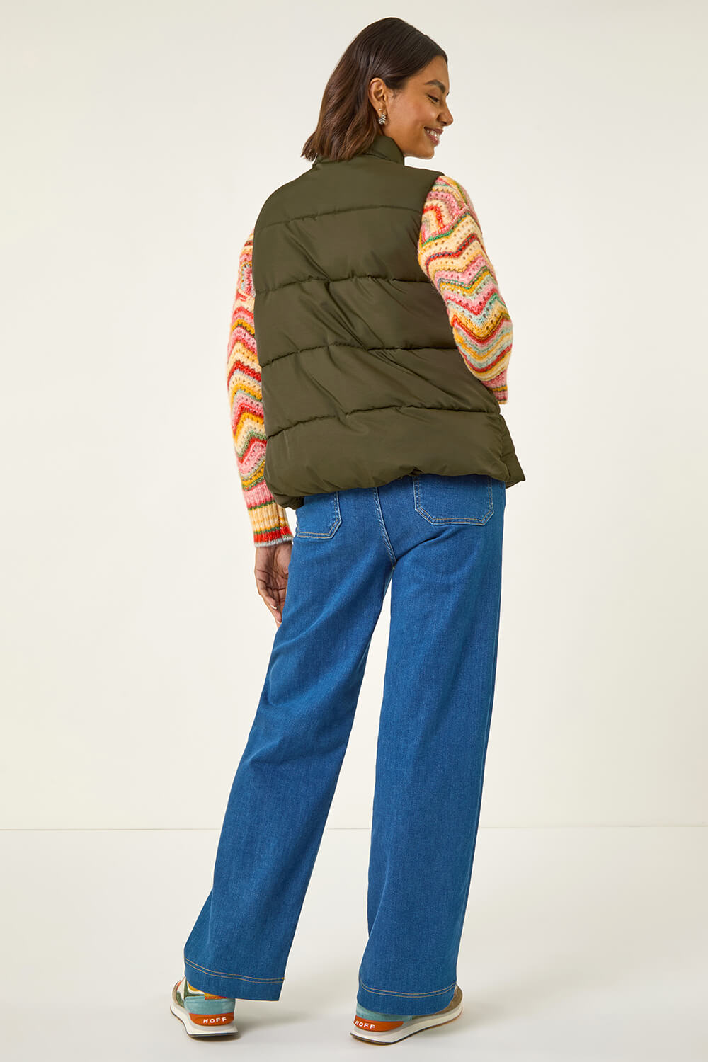 Khaki Diamond Padded Button Gilet , Image 5 of 7