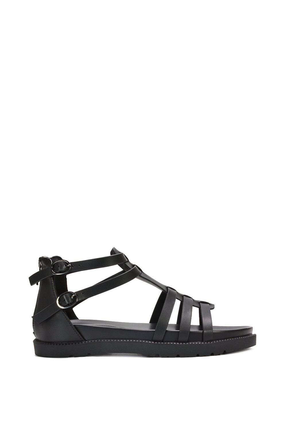 Black XY LONDON Black 'Haden' Flatform Gladiator Sandals With Chunky Sole, Image 1 of 6