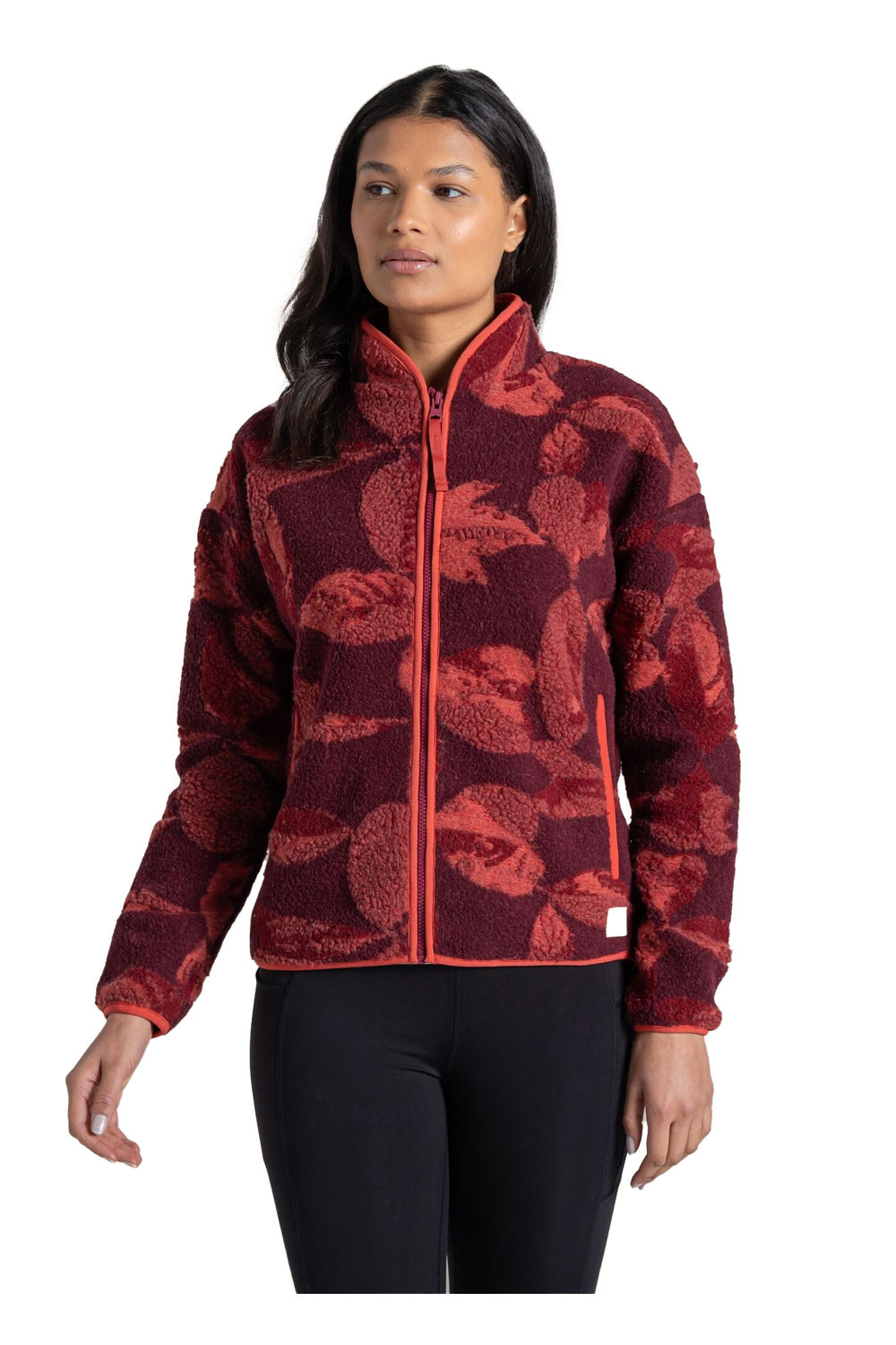 Red Catalina Leaf Print Fleece Jacket, Image 4 of 4