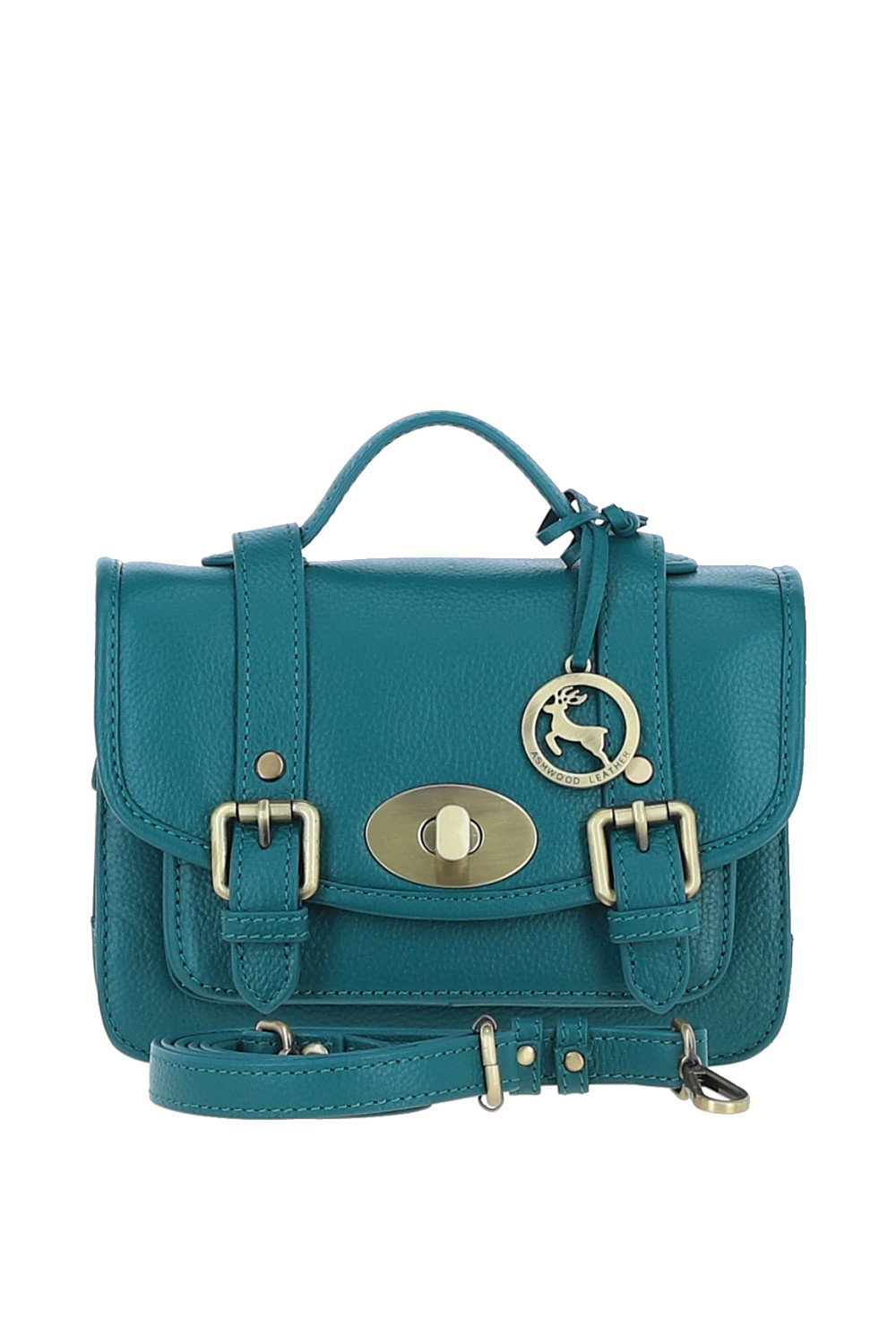 Green Ashwood Leather Green Stylish Real Leather Medium Satchel Bag, Image 1 of 4