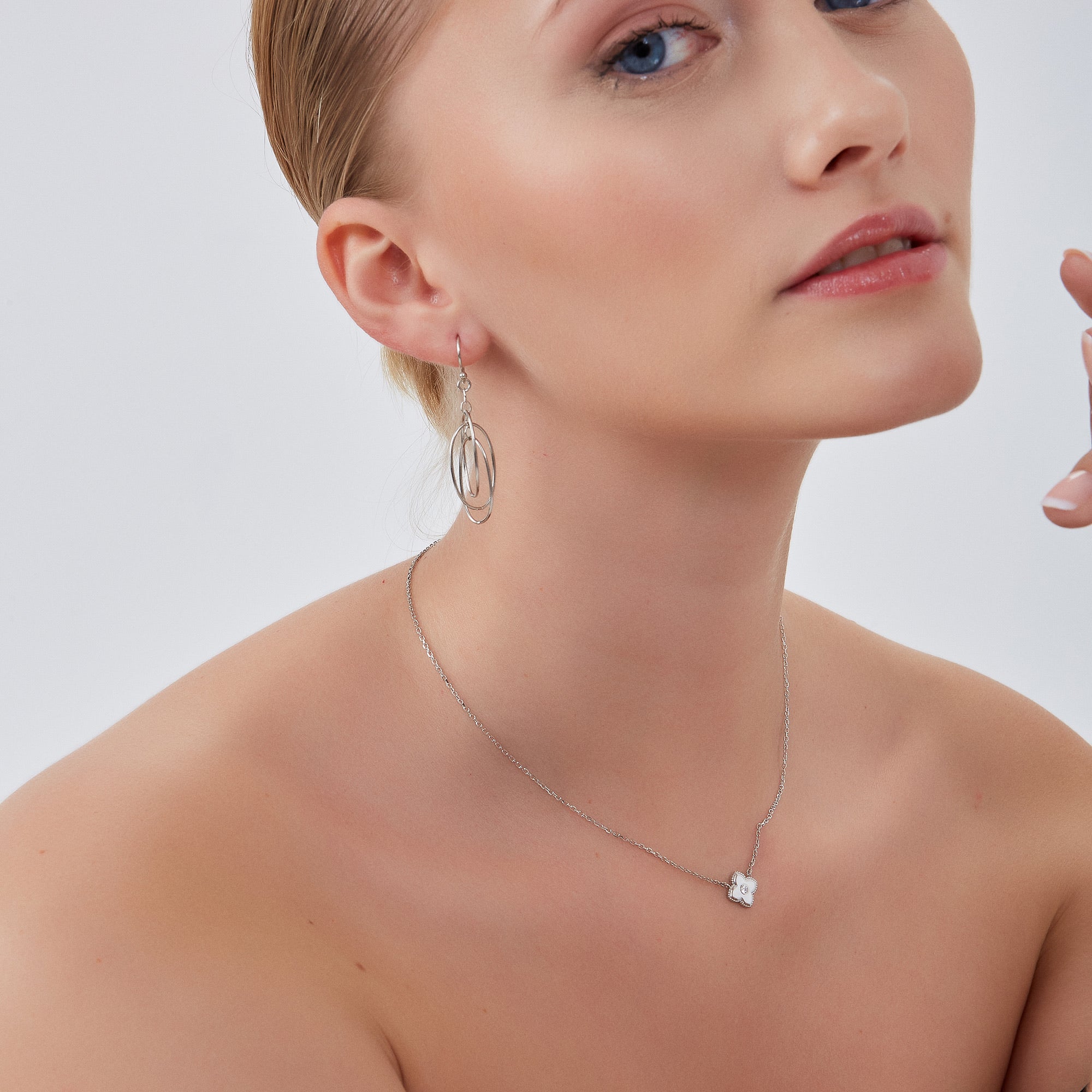 Silver Nested Loop 3D Drop Earring in Sterling Silver, Image 4 of 5