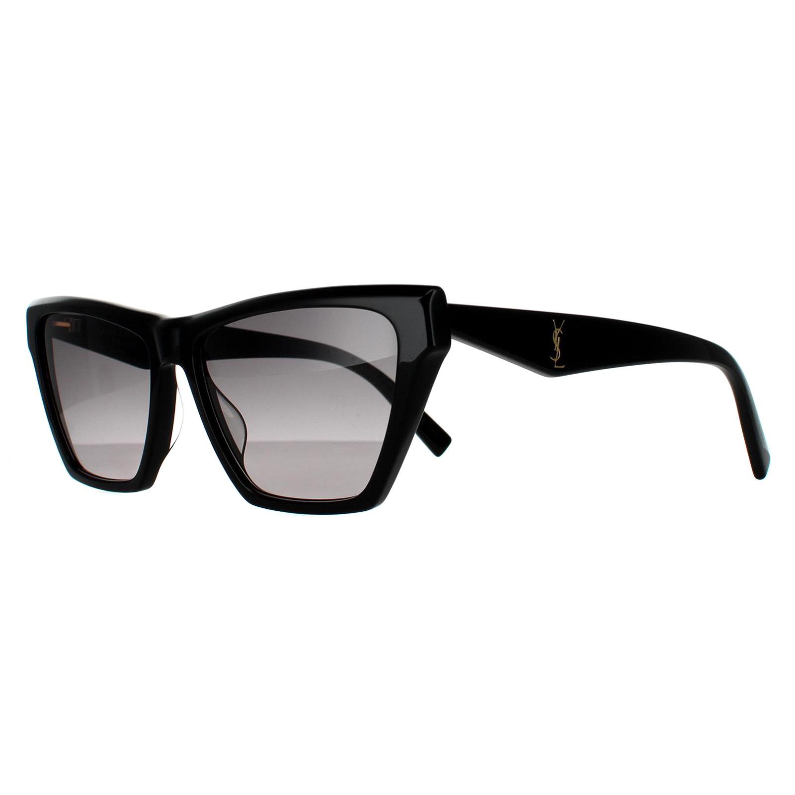 Black Saint Laurent Black Cat Eye Black Grey Gradient Sunglasses, Image 2 of 6