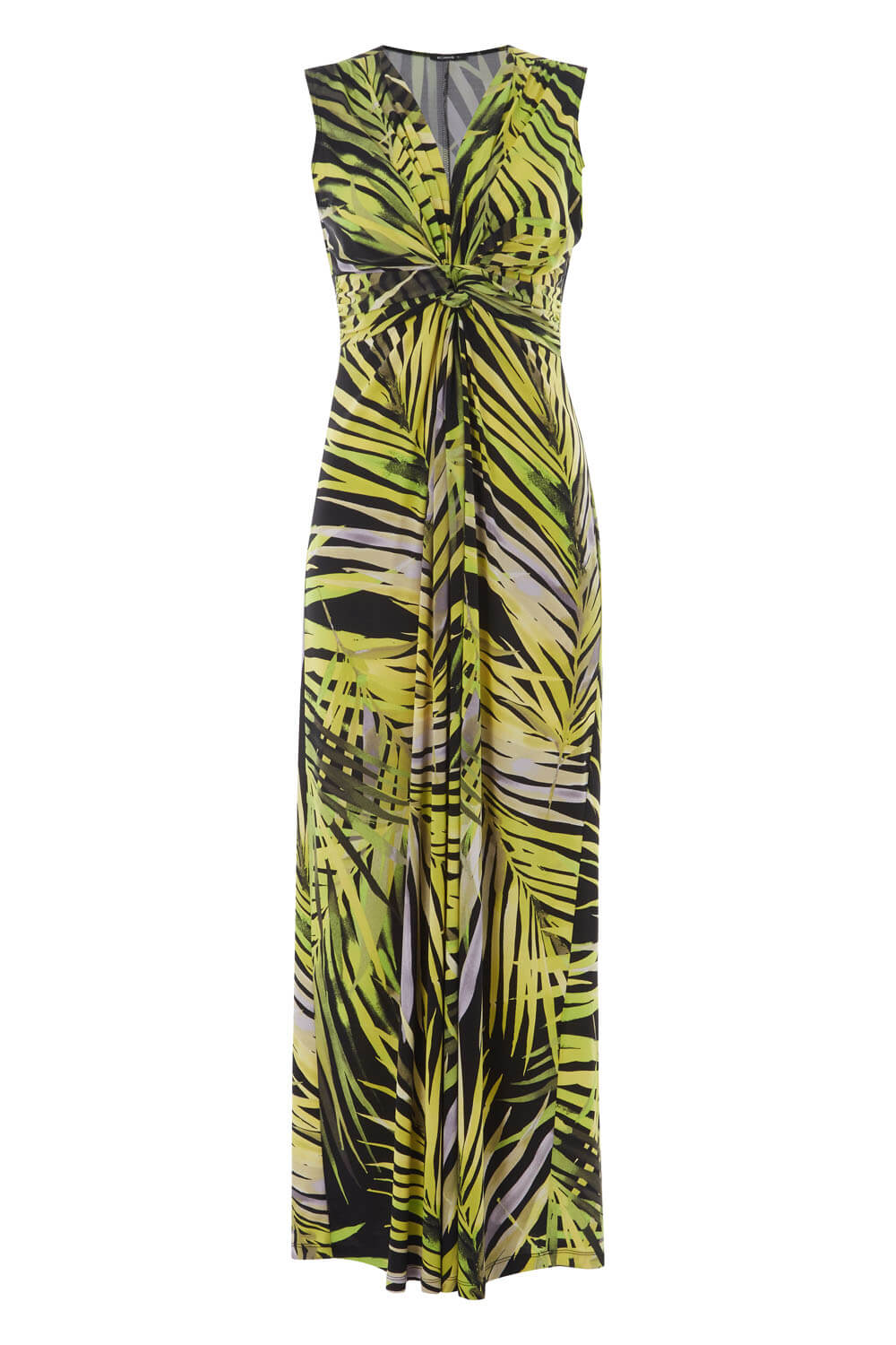 Lime Palm Print Twist Front Maxi Dress, Image 5 of 4