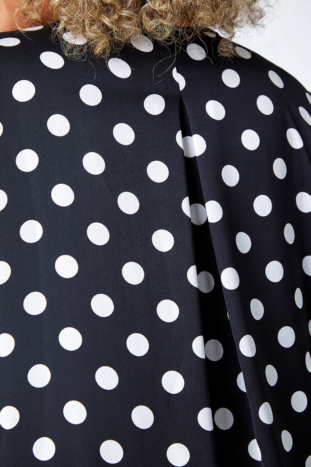 Black Curve Polka Dot Chiffon Stretch Top, Image 6 of 5