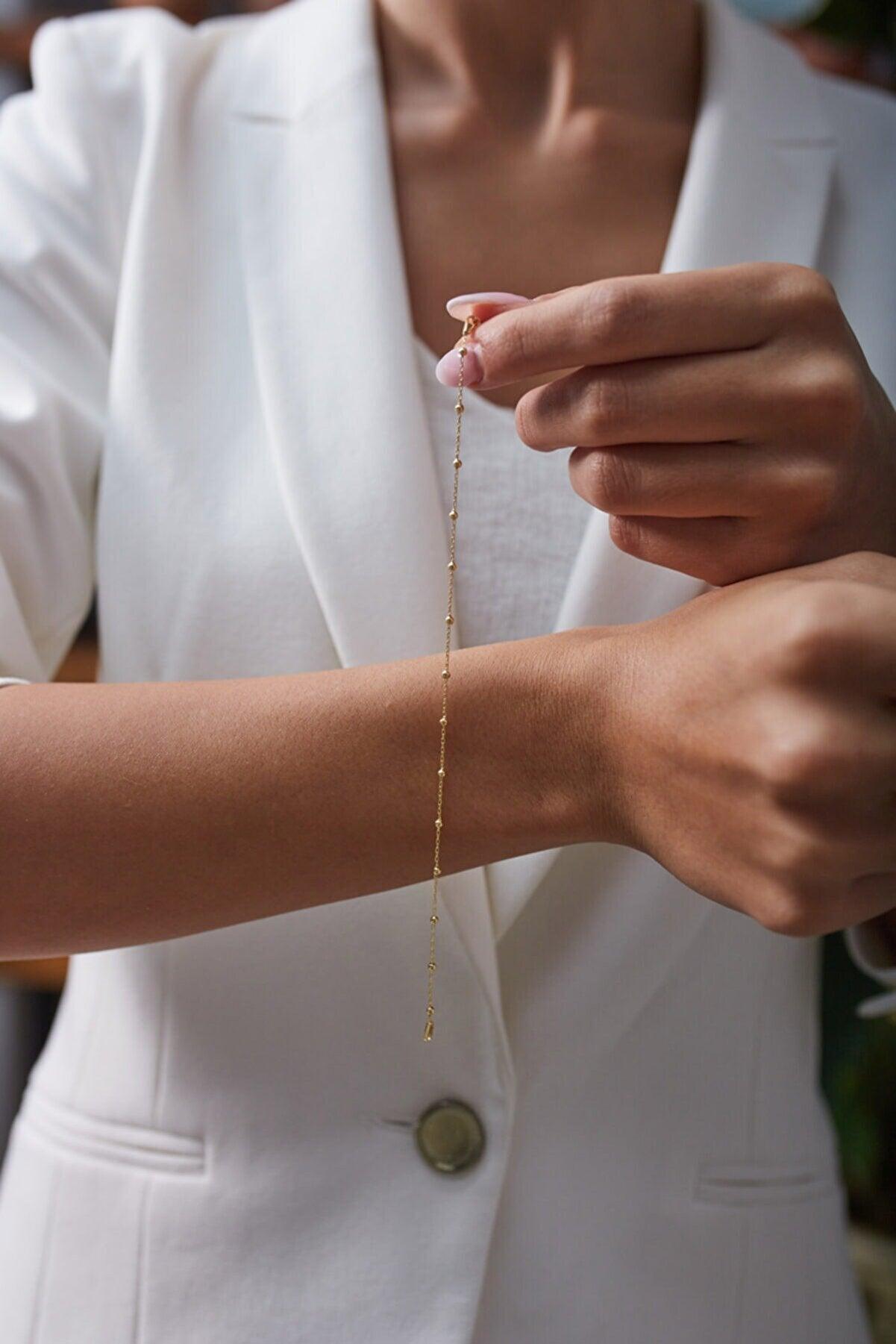 Silver Spero Silver Fine Beaded Chain Bracelet Satellite in Sterling Silver, Image 2 of 4