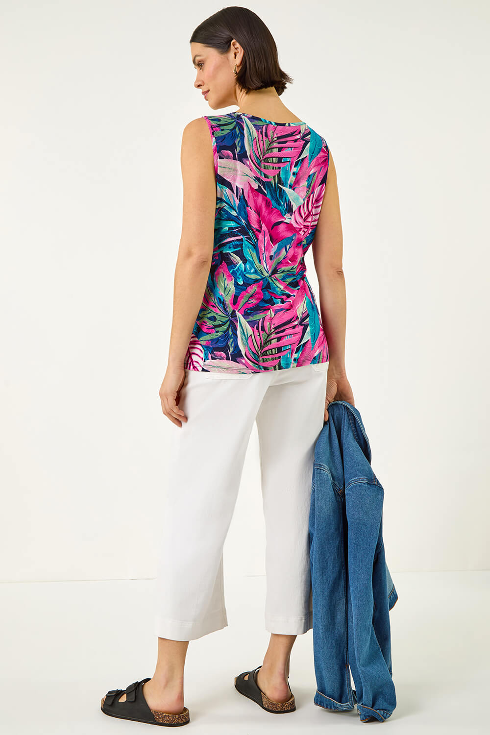 PINK Tropical Front Button Vest, Image 4 of 5