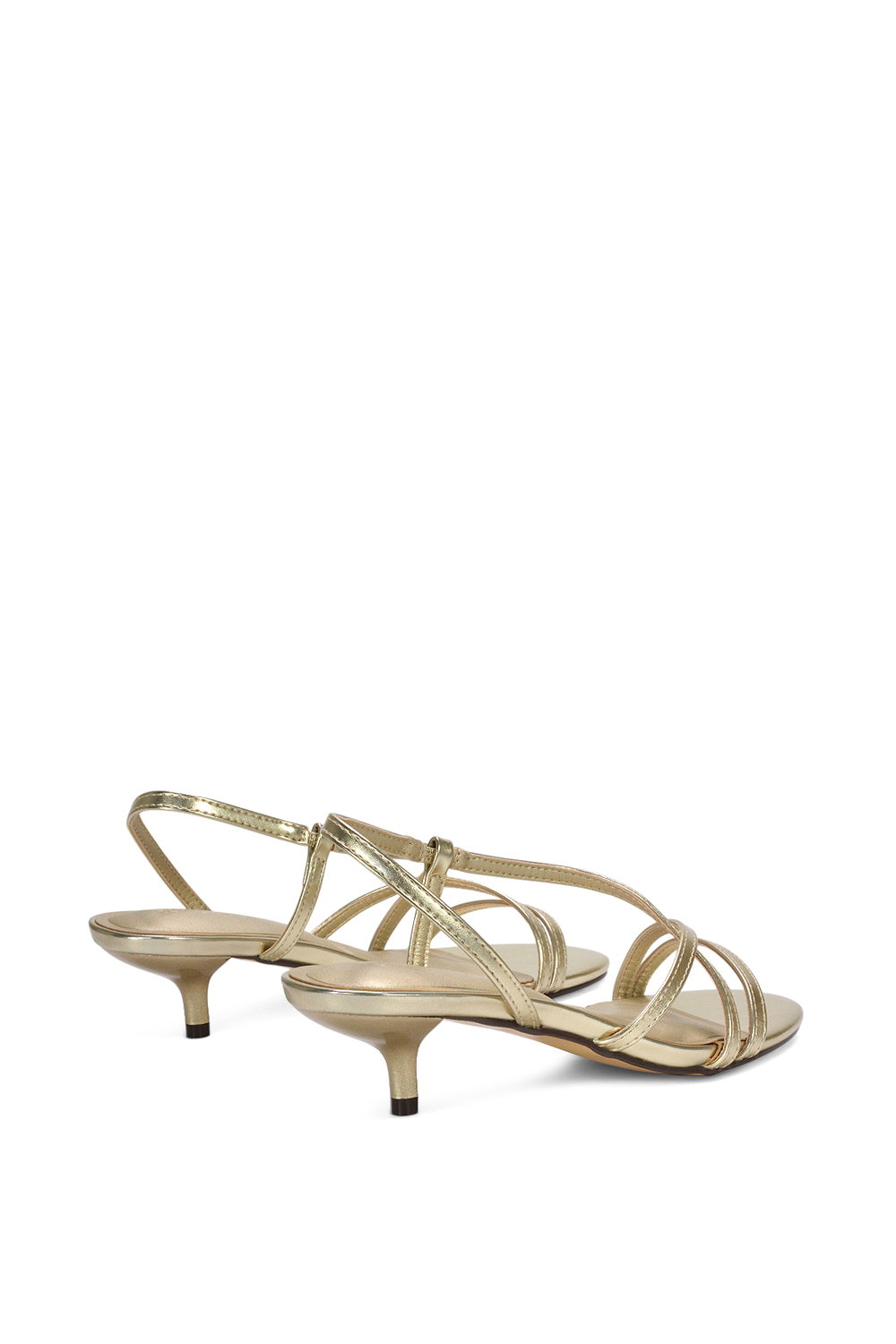 Gold XY LONDON Gold 'Kayla' Slip On Strappy Slingback Kitten Heeled Sandals, Image 4 of 6