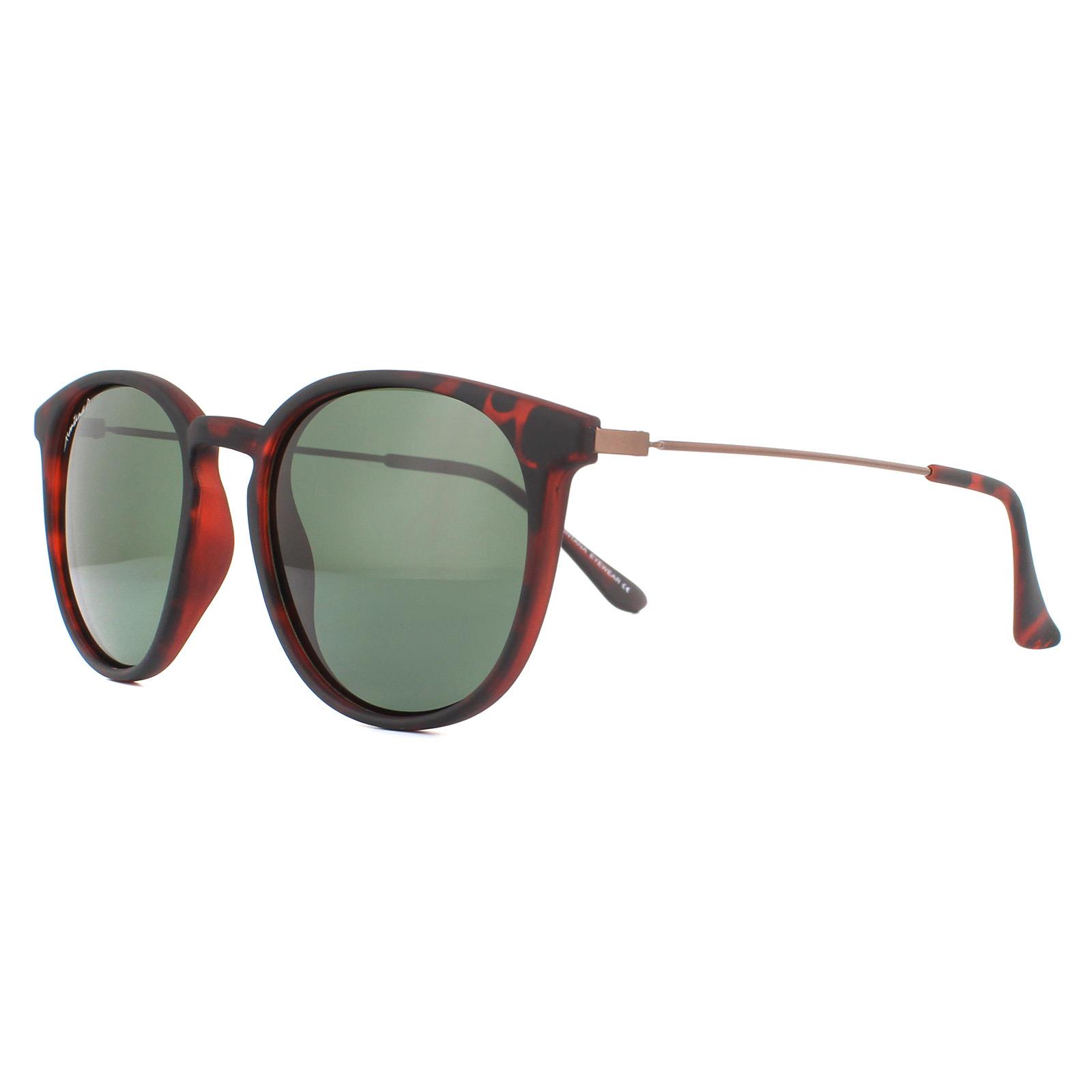 Brown Round Brown Turtle Rubbertouch G15 Green Polarized Sunglasses, Image 2 of 4