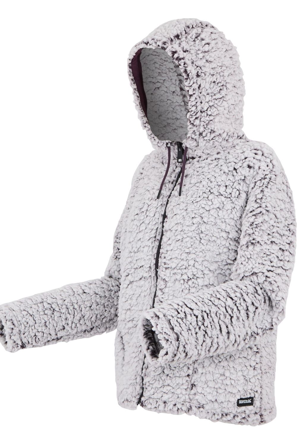Plum Zelpha Fluffy Hooded Fleece Jacket, Image 3 of 4
