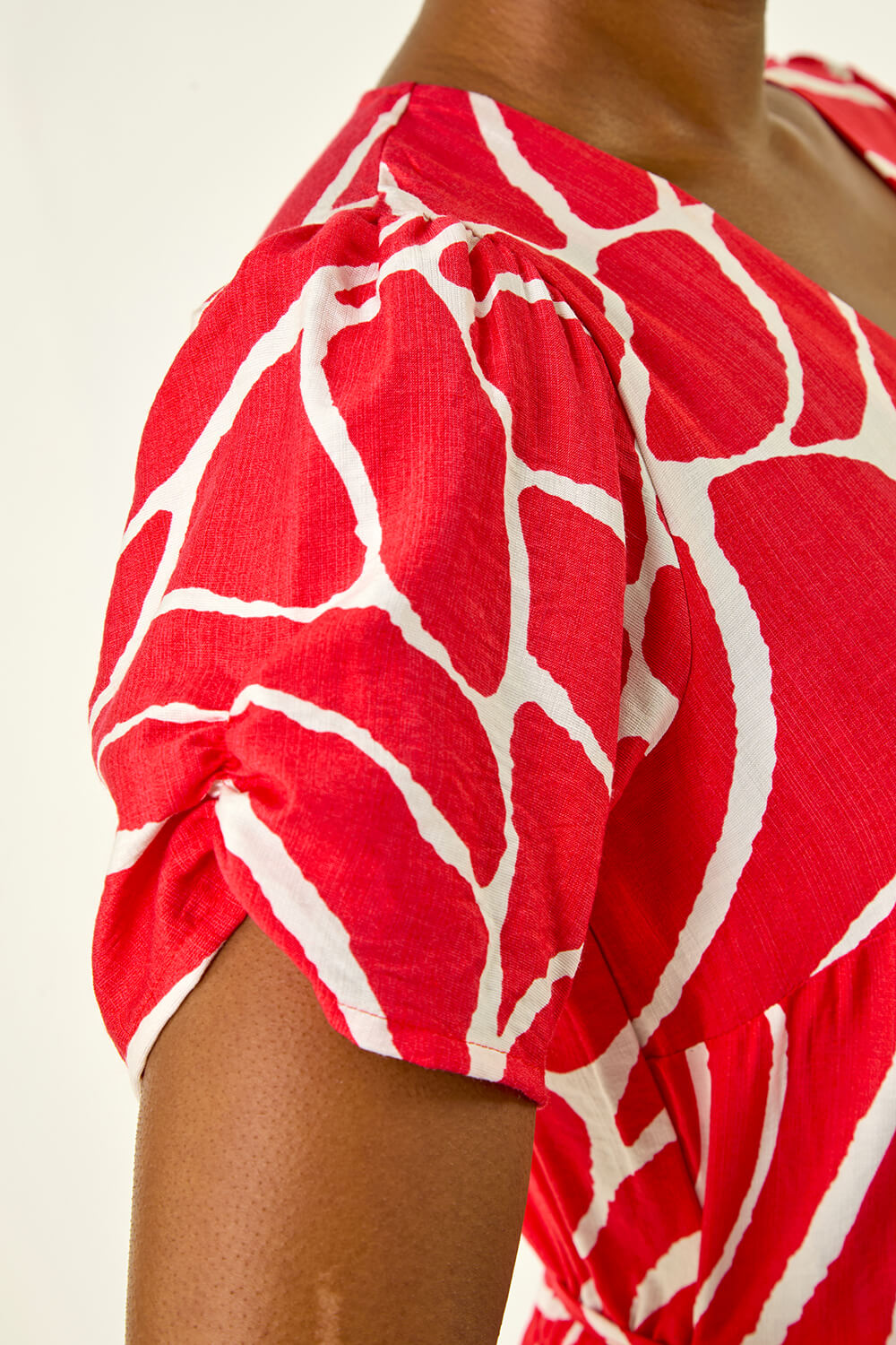 Red Linear Print Midi Shirt Dress, Image 6 of 5