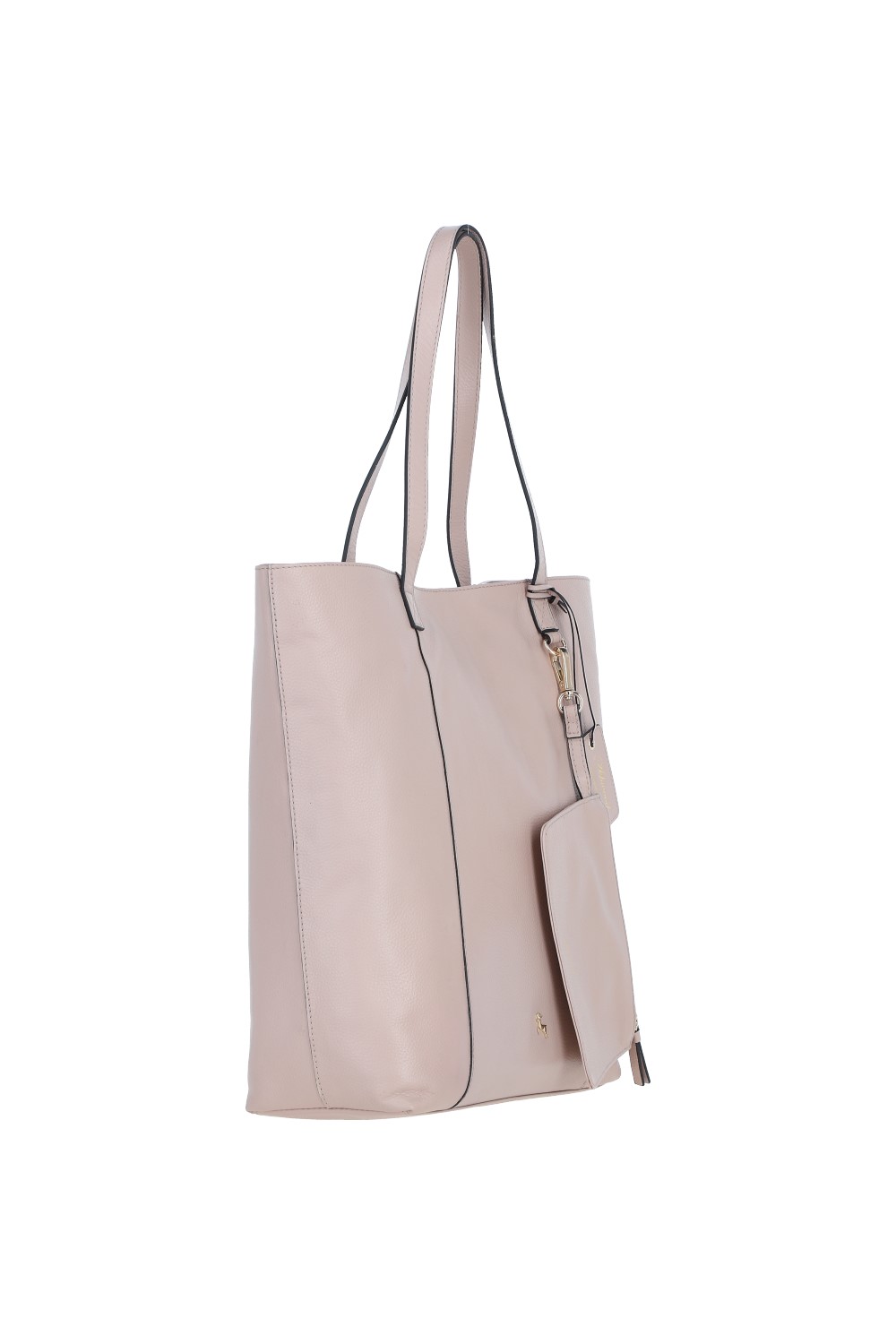 Beige 'Serela' Real Leather Shoulder Bag with Detachable Pouch, Image 4 of 4