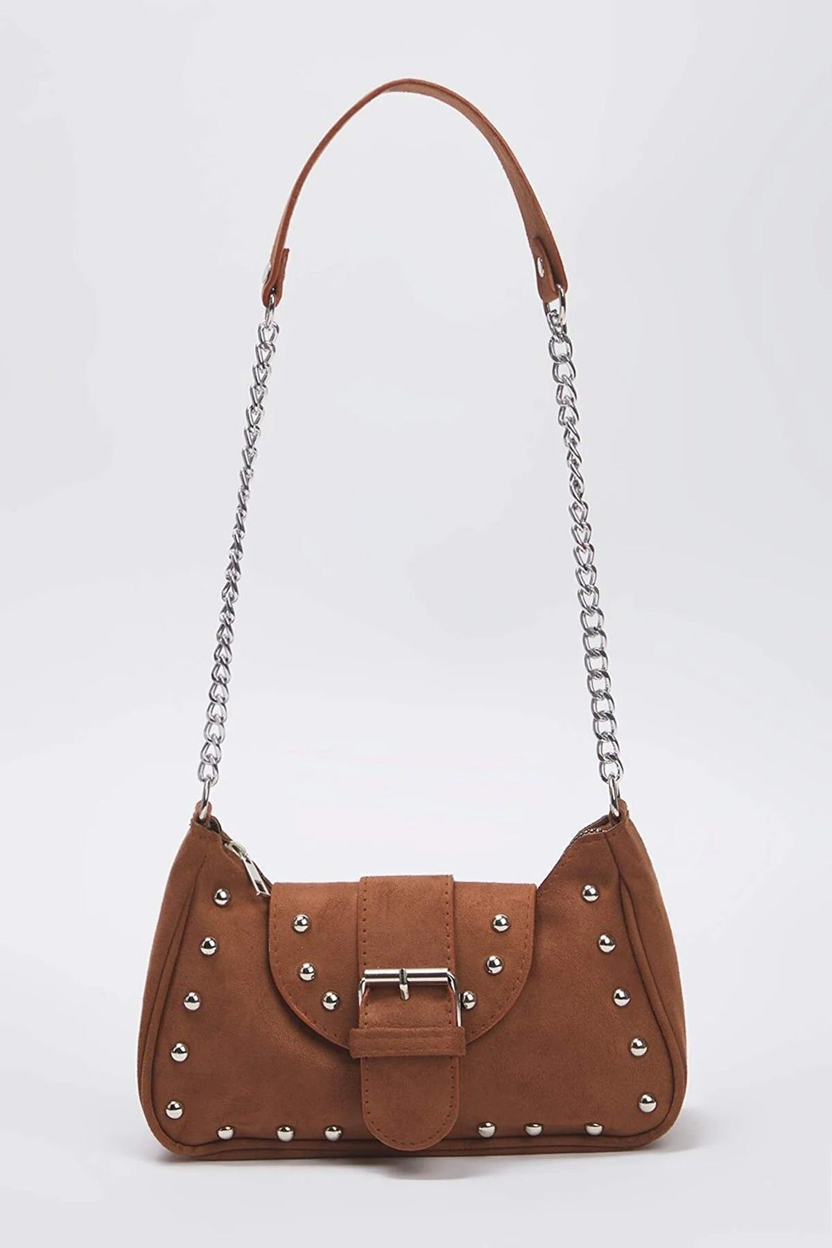 Brown WOVCOR Brown Buckle Strap Mini Shoulder Bag, Image 1 of 3