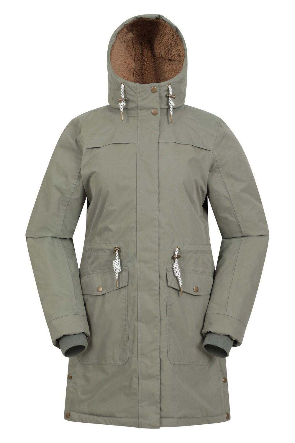 Khaki Acorn Waterproof Borg Lined Padded Parka, Image 1 of 4