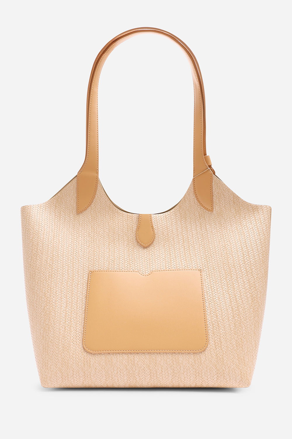 Beige Akira Raffia Shoulder Bag with Contrast Front Pocket, Image 5 of 7