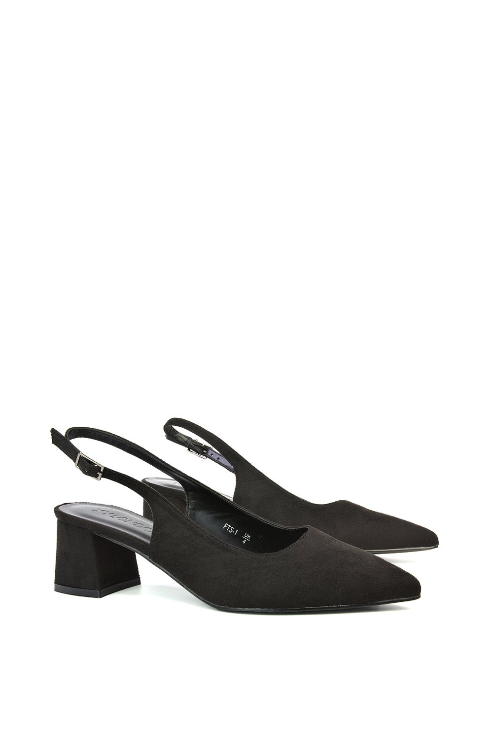 Black 'Devon' Court Shoe Block Heels With Slingback, Image 5 of 5