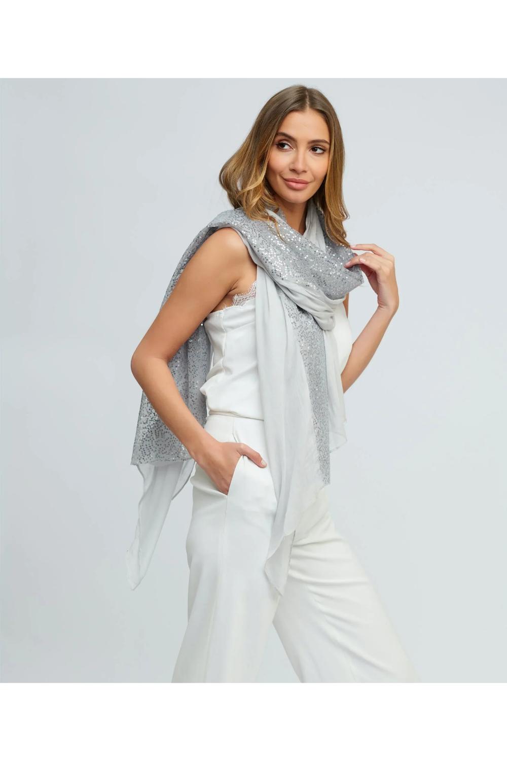 Silver Chrystal - Embellished Occasion Scarf - Silver, Image 1 of 1