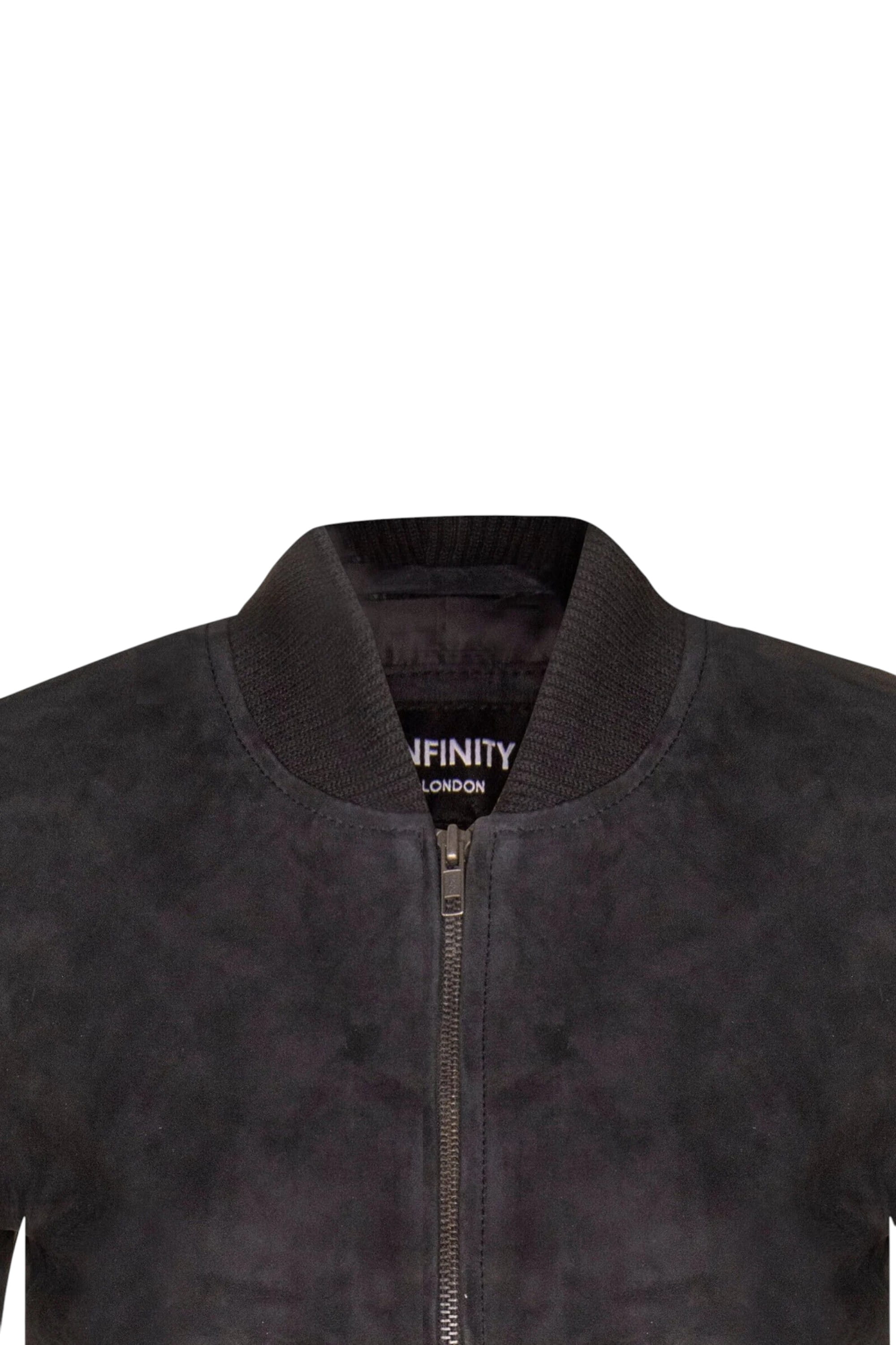 Black Womens MA-1 Suede Bomber Jacket-Arnhem, Image 4 of 4