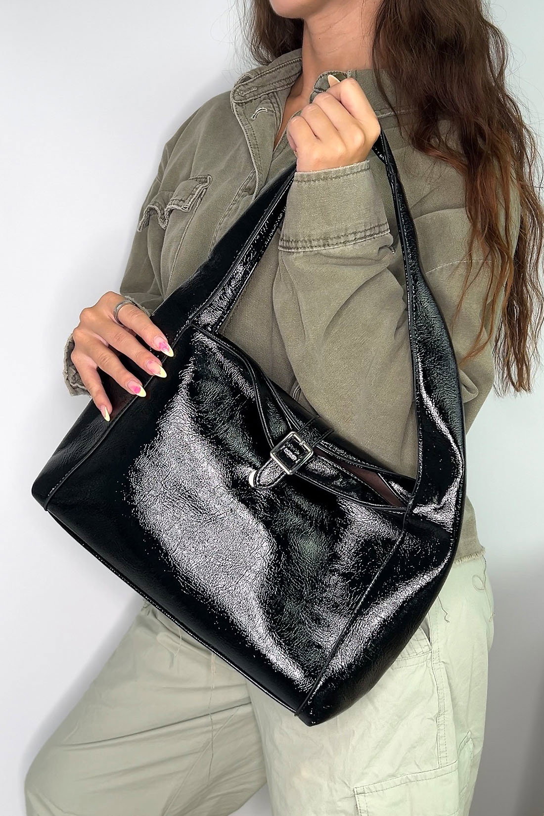Black Classic Sleek Shoulder Bag, Image 1 of 4