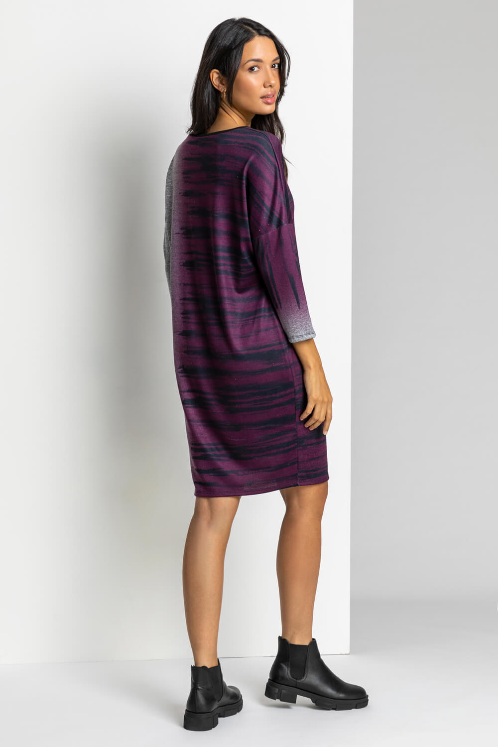 Purple Ombre Animal Print Slouch Dress, Image 3 of 5