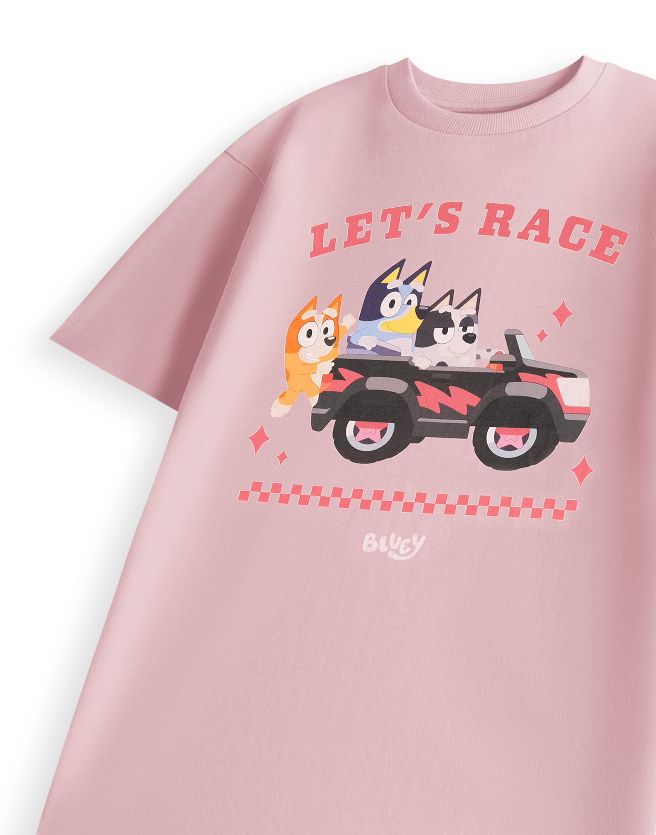 Pink Bluey Lets Race T-Shirt, Image 3 of 4