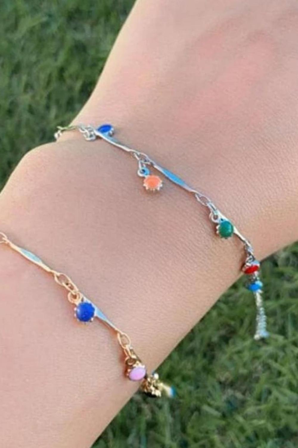 Silver Dainty Beaded Mama Boho Charm Bracelet, Image 2 of 2