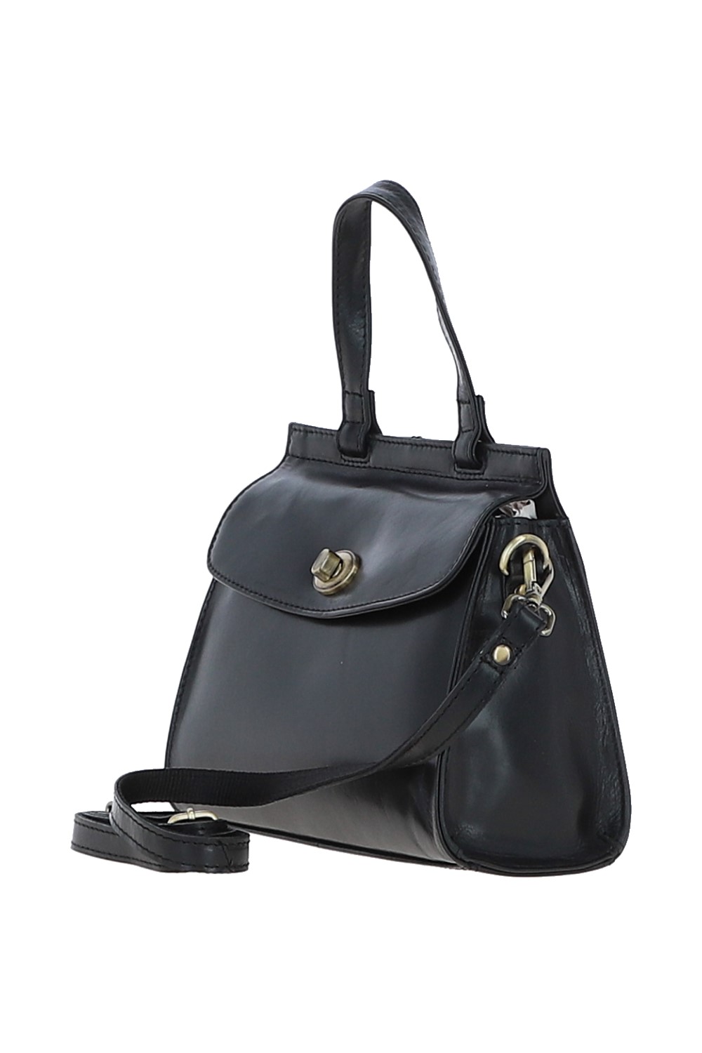 Black Medium Real Leather Grab Bag, Image 2 of 4