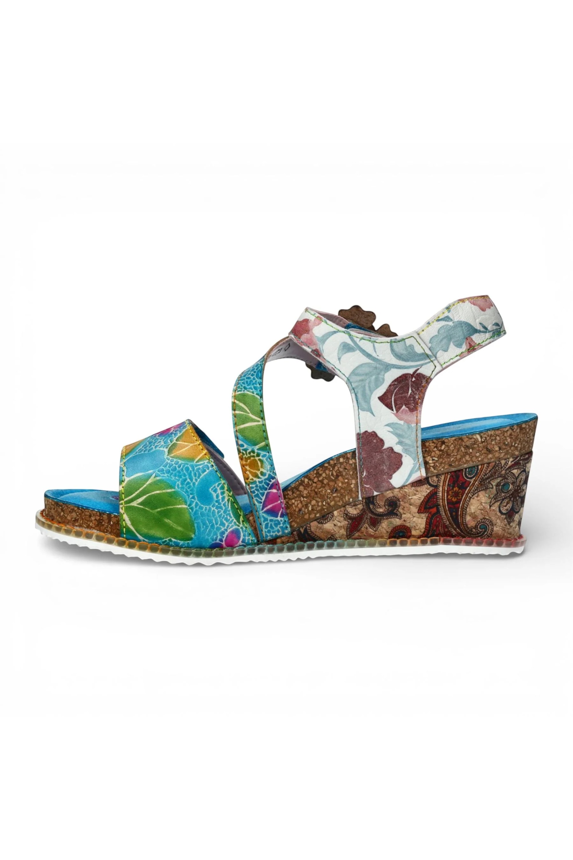 Blue Womens Cushioned Wedge Sandals-BONITO-32, Image 5 of 7