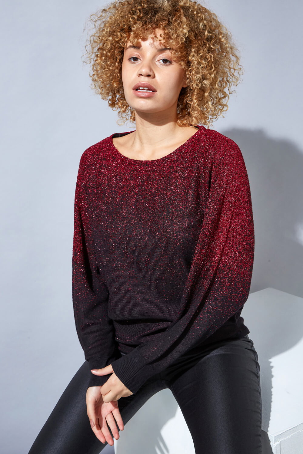 Red Ombre Sparkle Detail Jumper, Image 5 of 4