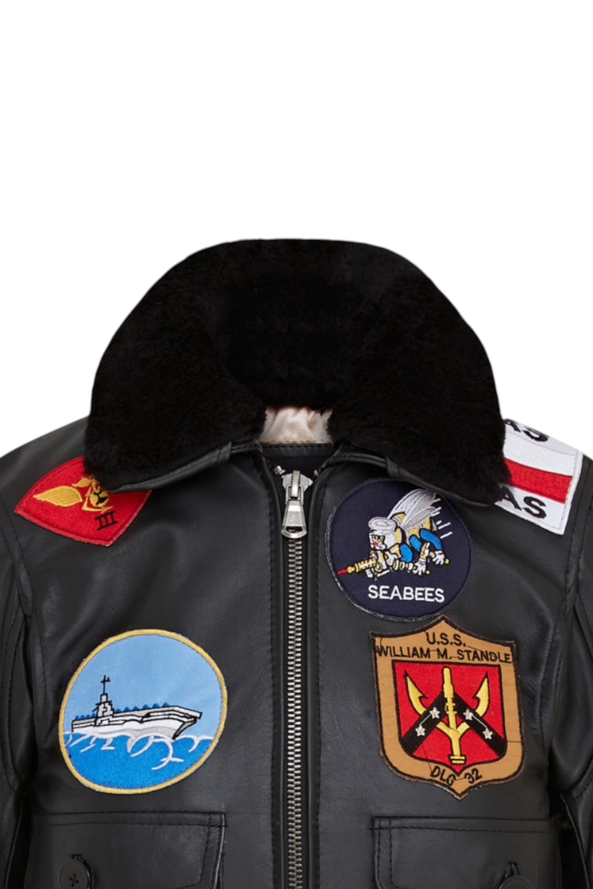Black A2 Top Gun Leather Bomber Jacket, Image 6 of 7