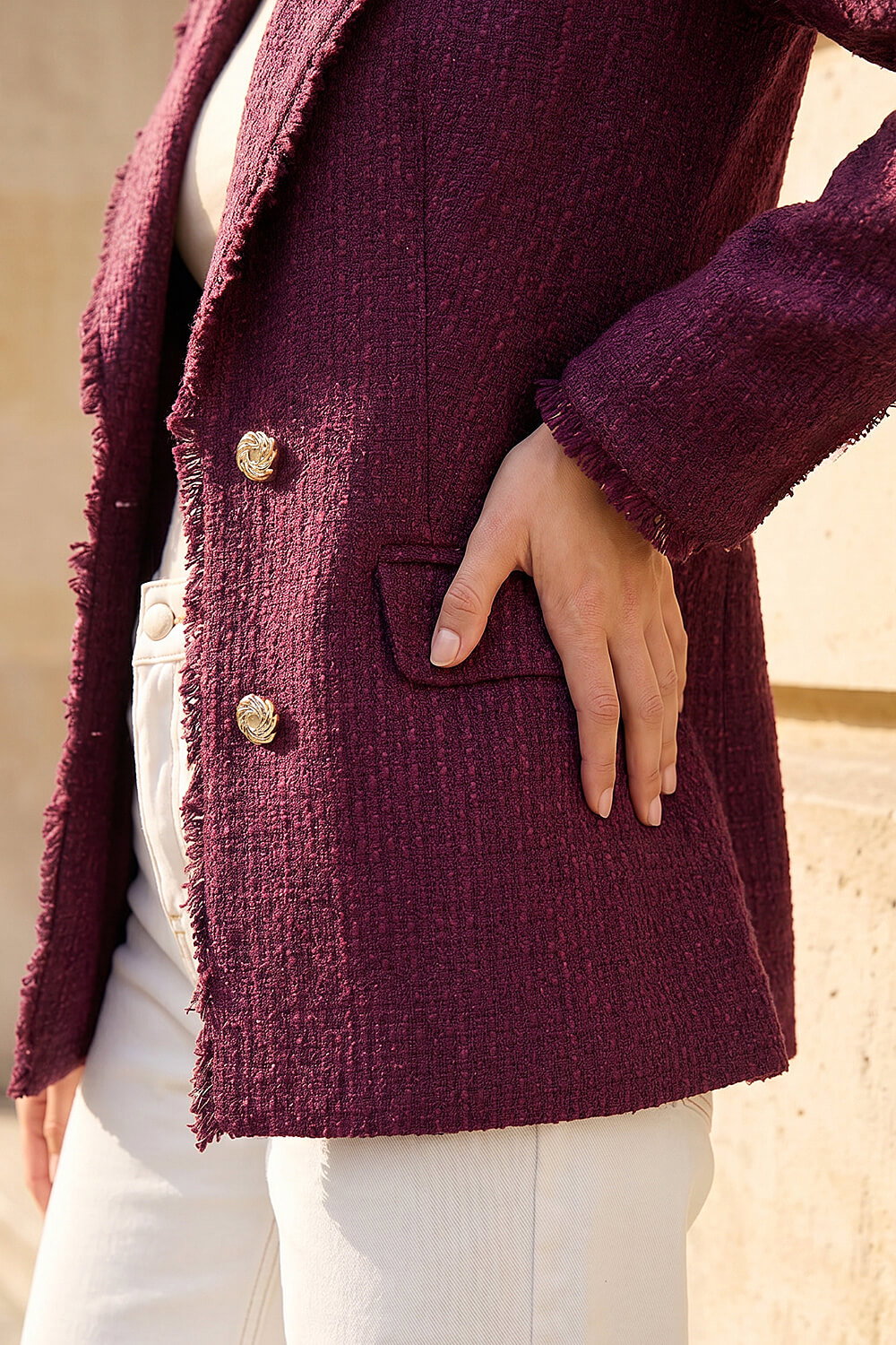 Port Frayed Edge Boucle Jacket, Image 5 of 4