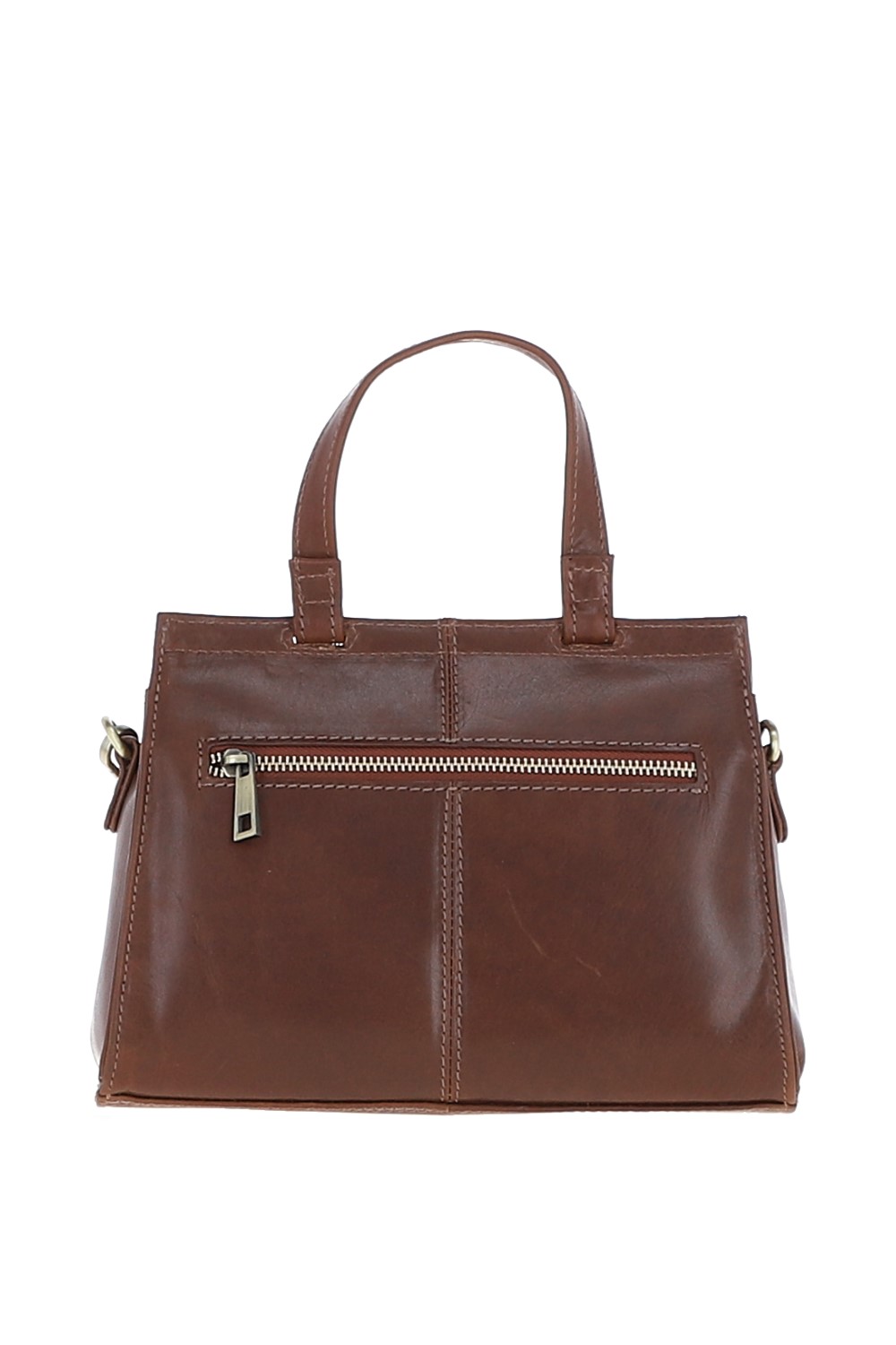 Brown Medium Real Leather Grab Bag, Image 3 of 4