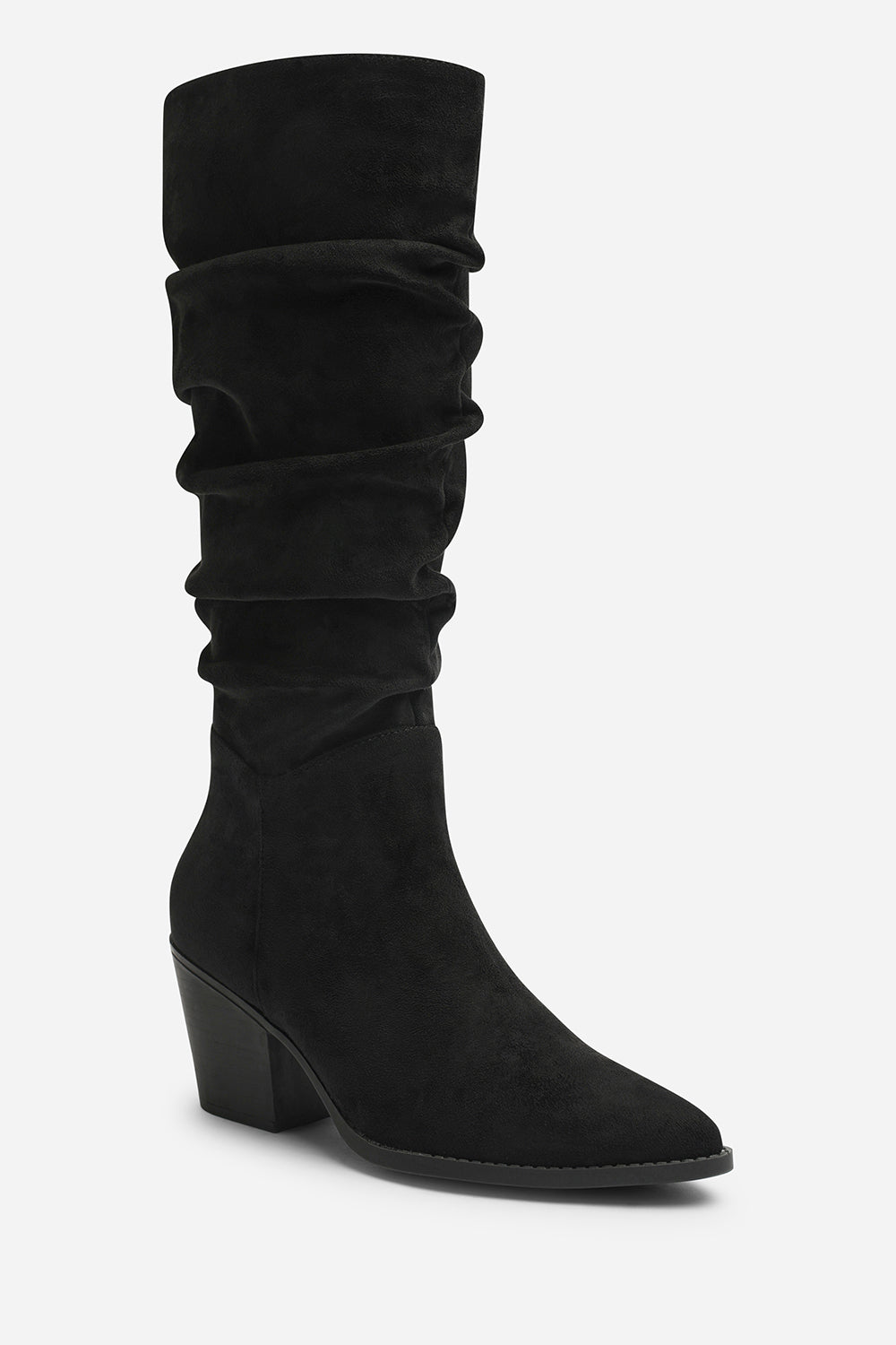 Black Drelia Ruched Western Knee High Boot, Image 2 of 4