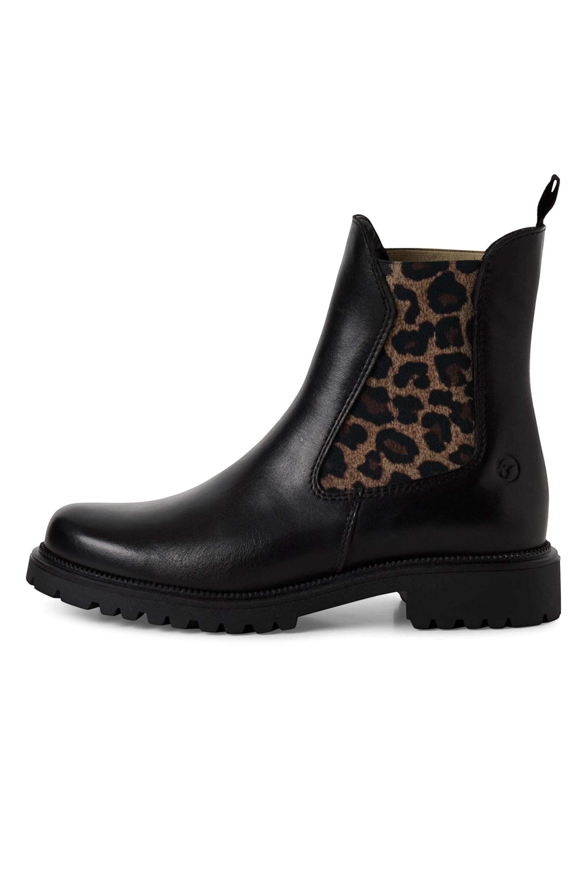 Black Tamaris Black Tamaris Black Leopard Chelsea Boots, Image 4 of 7