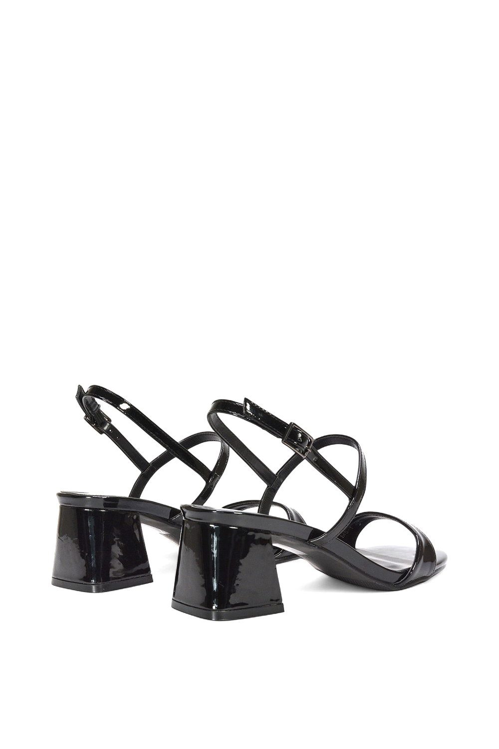Black XY LONDON Black 'Izzy' Strappy Slingback Peep Toe Mid Block Heel Sandals, Image 4 of 5