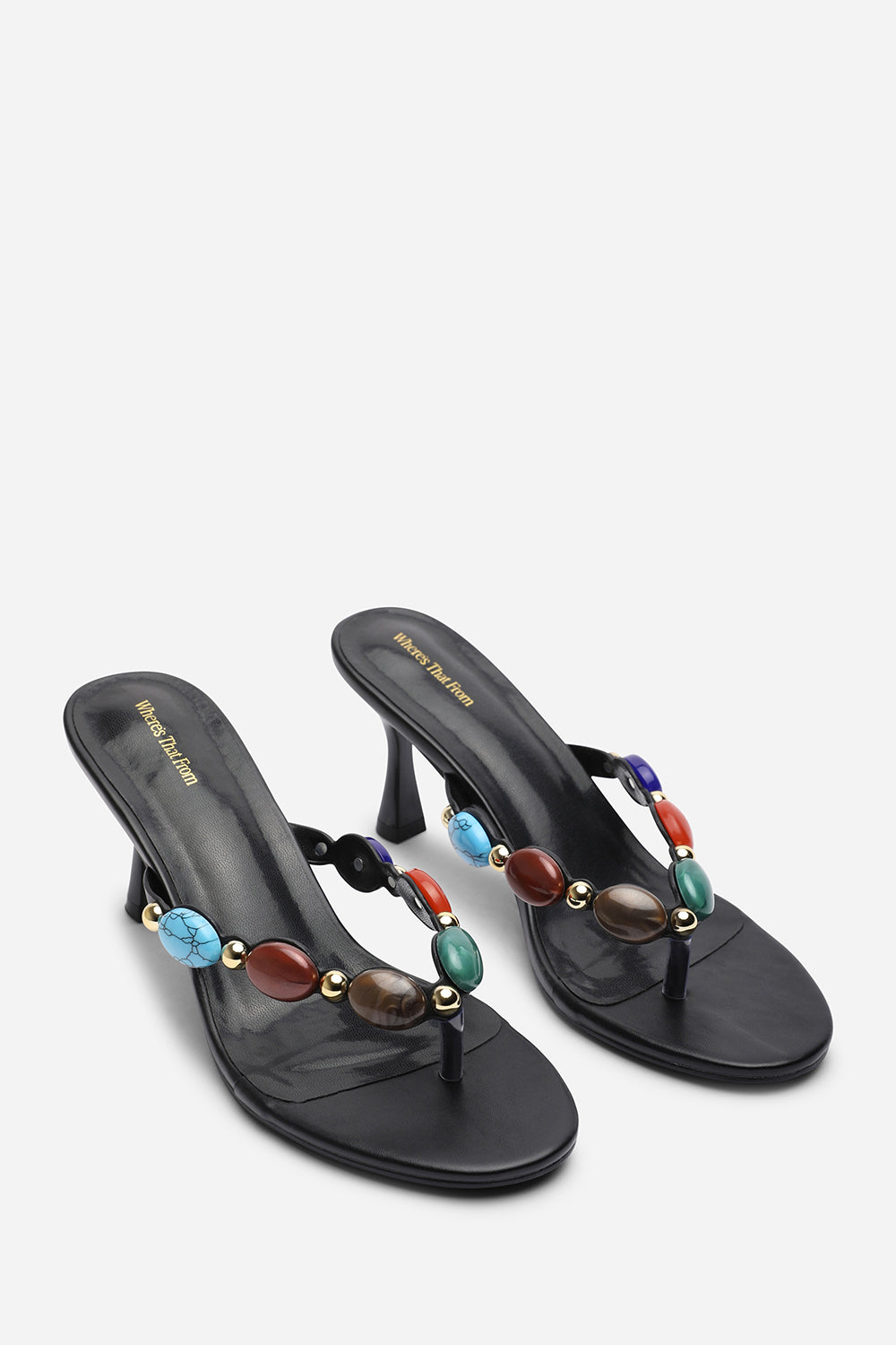 Black Electra Jewel Embellished Heeled Sandals, Image 4 of 6