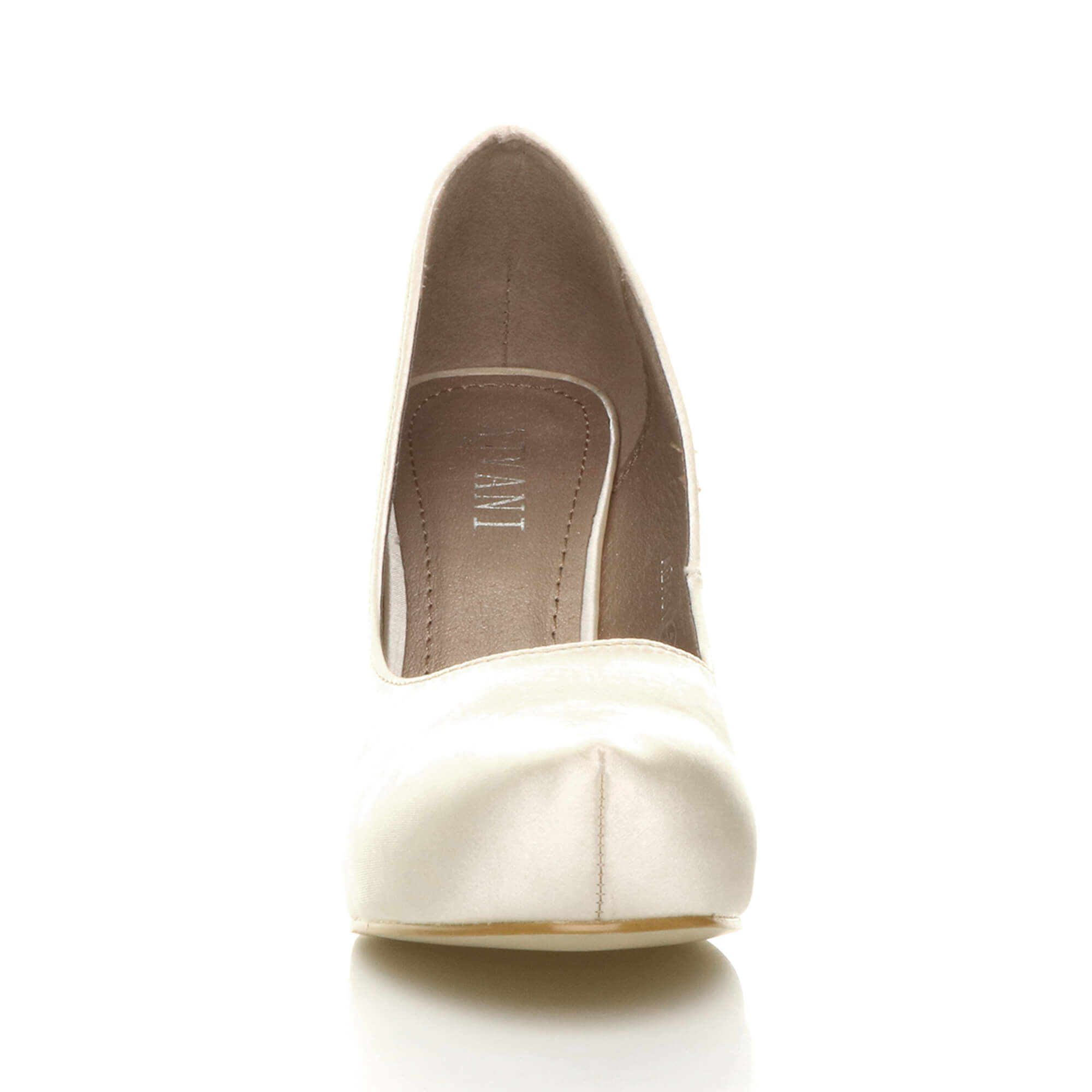 Ivory Mid High Heel Satin Court Shoes, Image 6 of 8