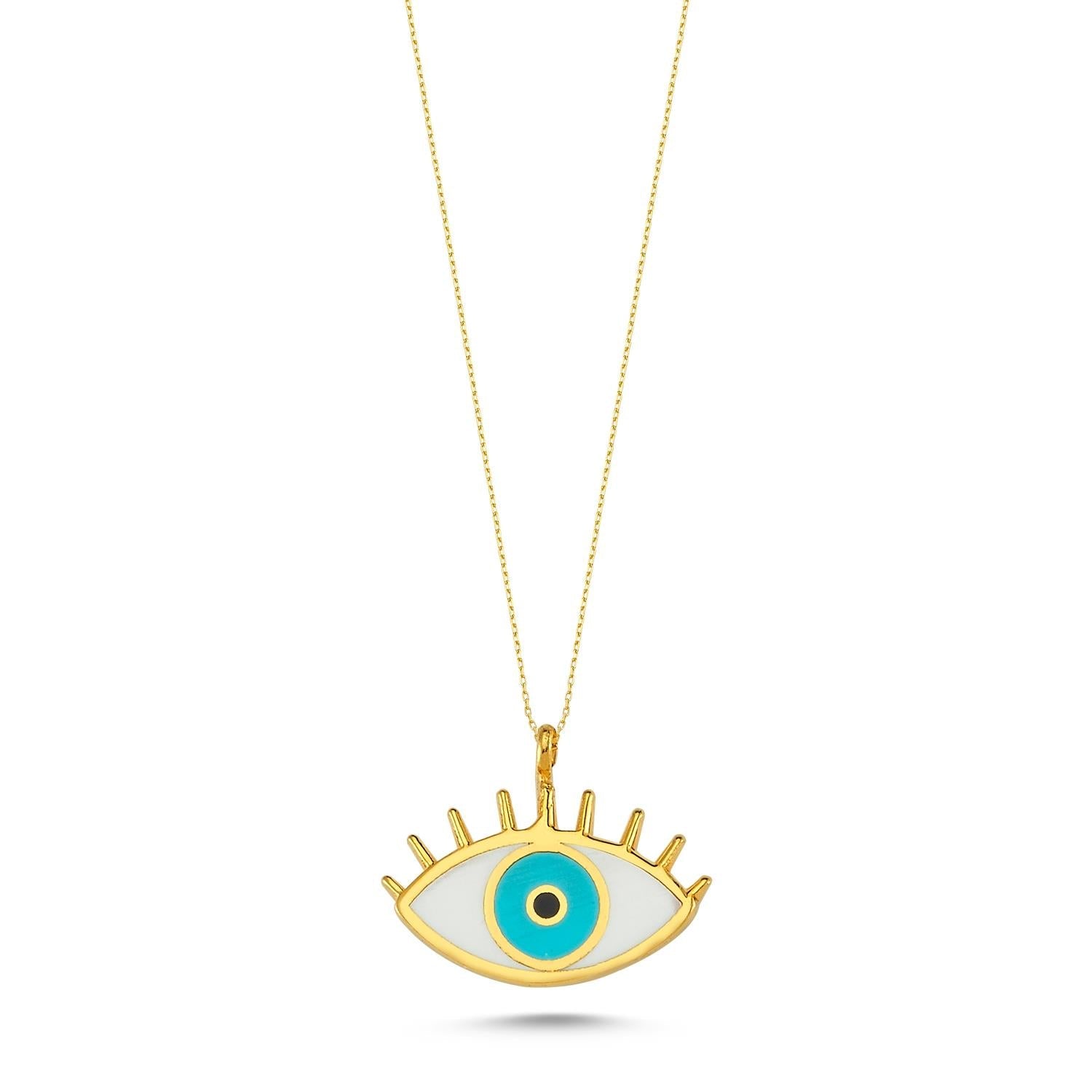 Gold Evil Eye Eyelash Sterling Silver Gold Vermeil Necklace, Image 1 of 3