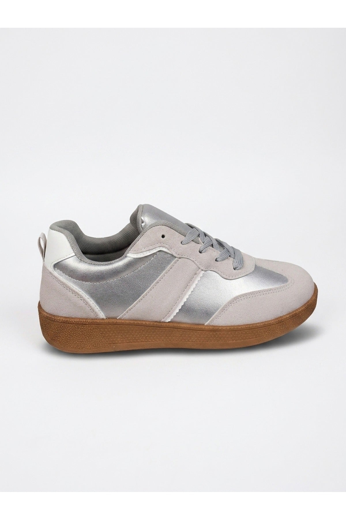 Silver iKrush Silver Saoirse Retro Style Trainers, Image 1 of 5