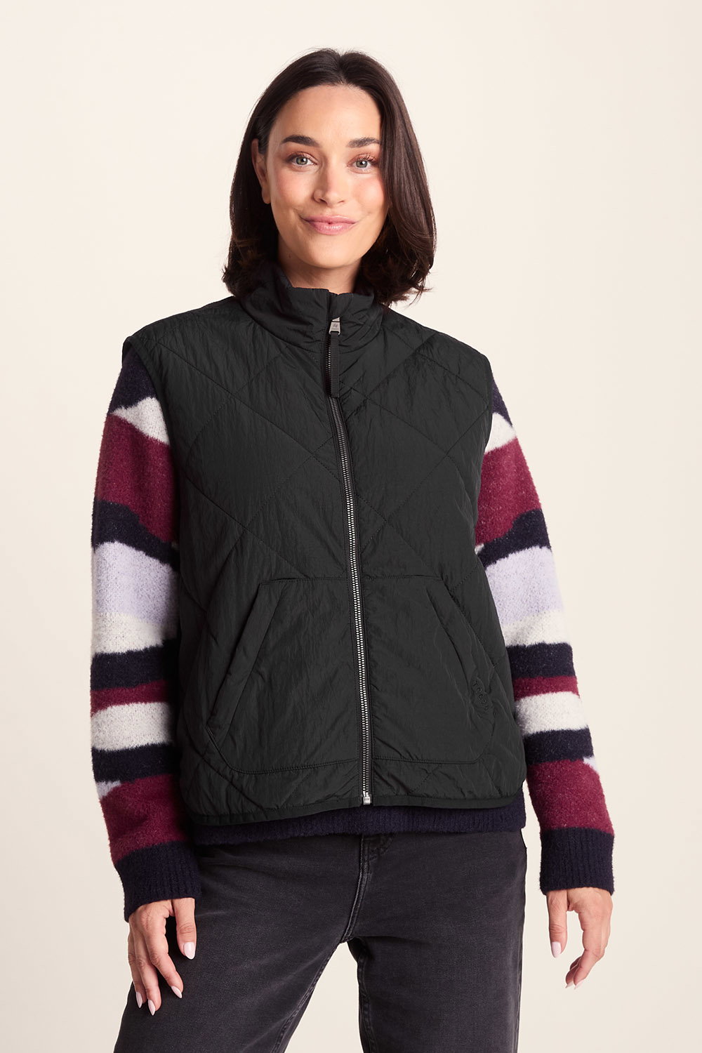 Black Juni Relaxed Fit Shower Resistant Gilet, Image 1 of 6