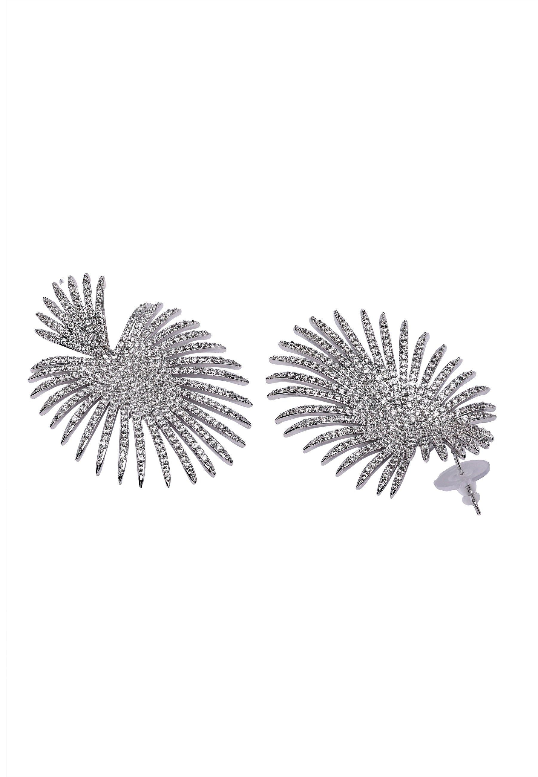 Silver Diva Sparkling Drop Earrings, Image 3 of 5