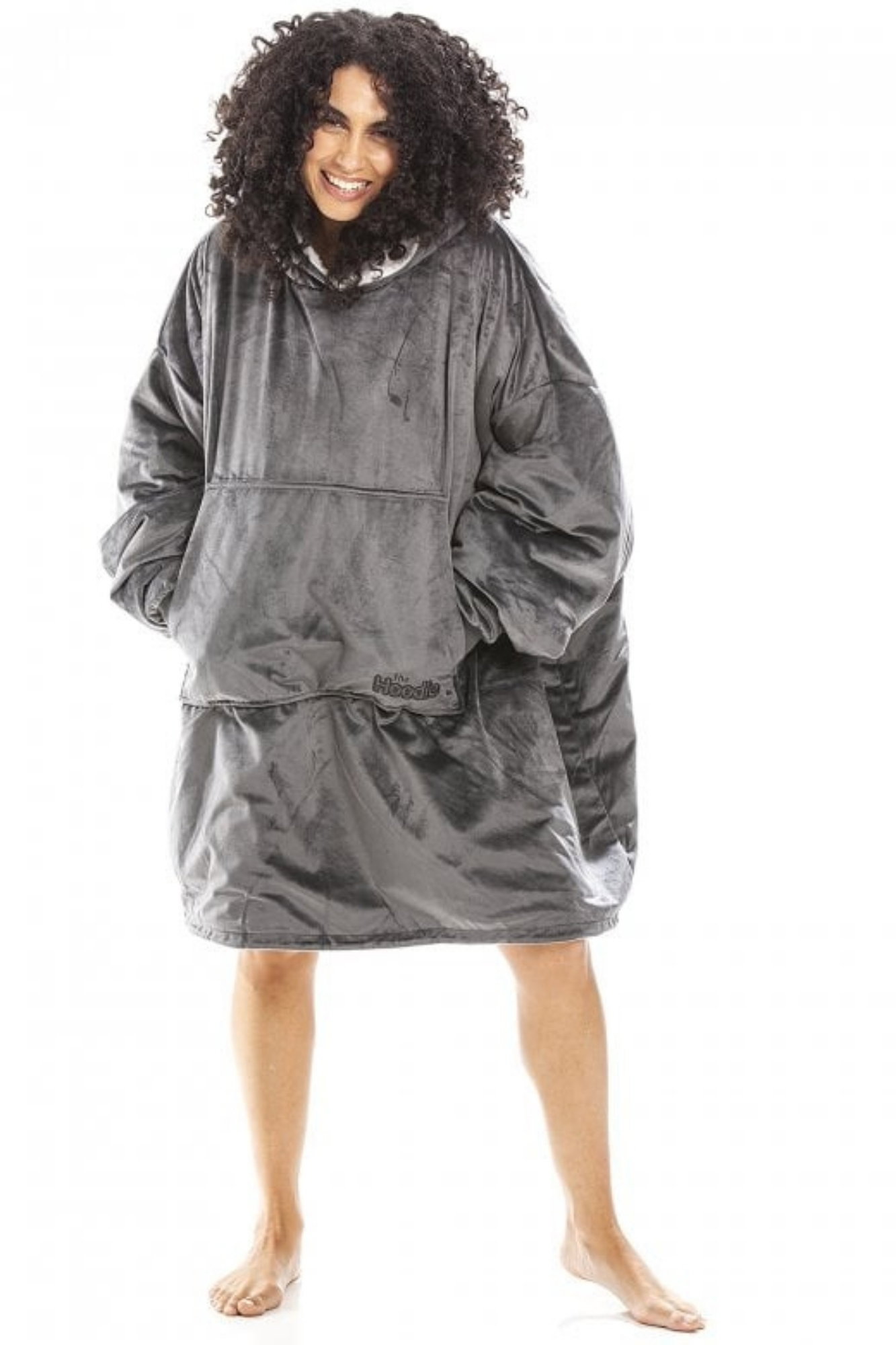 Dark Grey Camille Lingerie Dark Grey Sherpa Fleece Hoodie with Elasticated Cuffs & Giant Pocket, Image 1 of 6