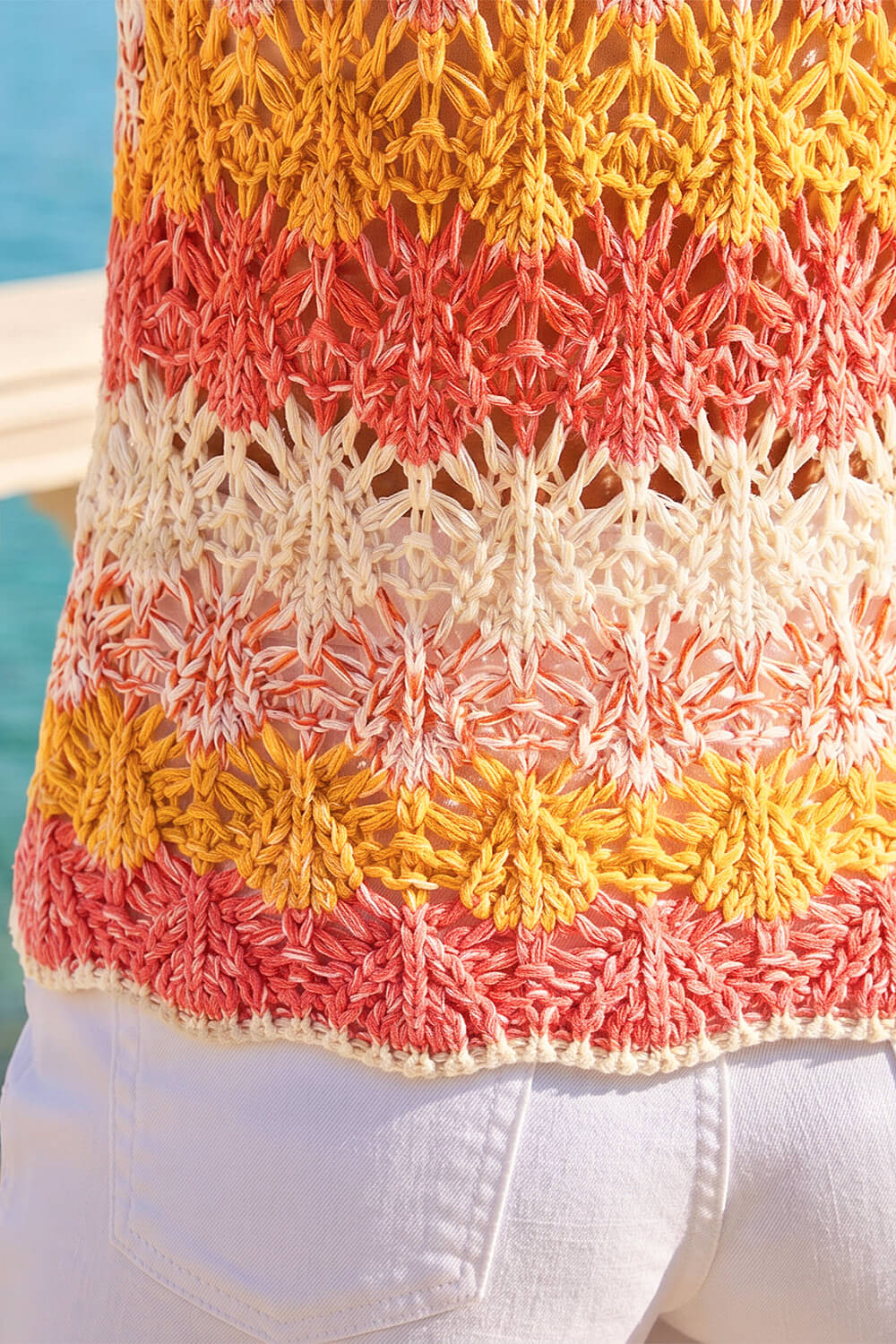 Pink Crochet Stripe Vest, Image 5 of 4