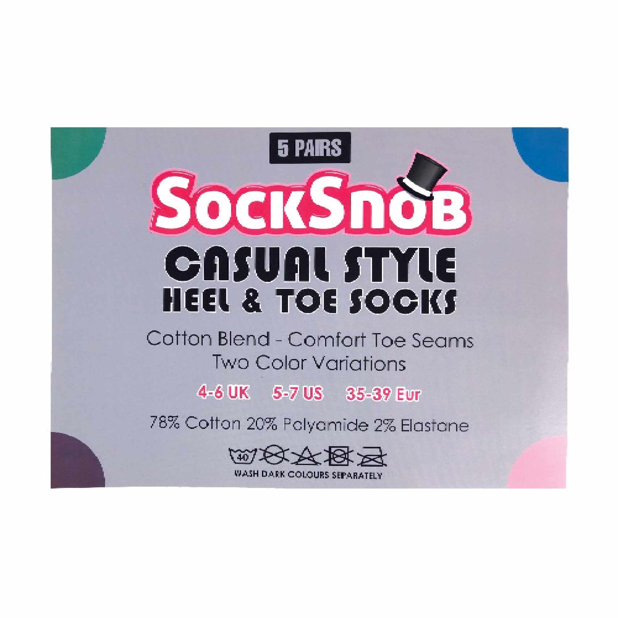 Dark Grey 5 Pack Ladies Soft Top Cotton Rich Socks with Coloured Heel & Toe, Image 4 of 4