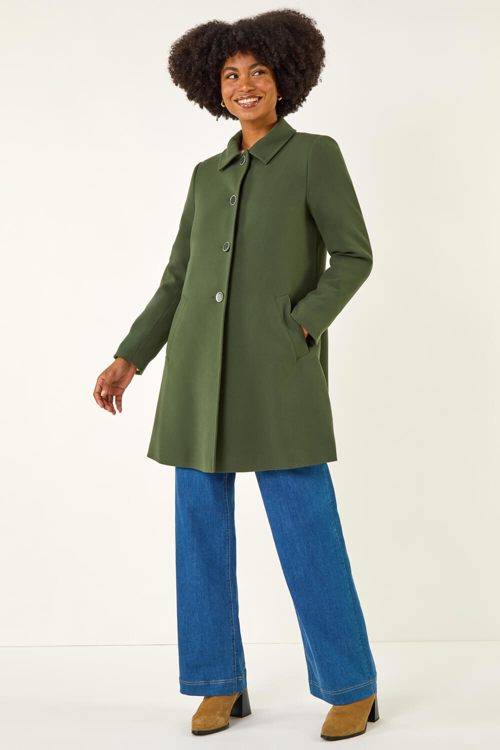 ジャケット・アウター Golem asymmetrical button long coat Khaki Buttoned Swing Coat | Roman UK